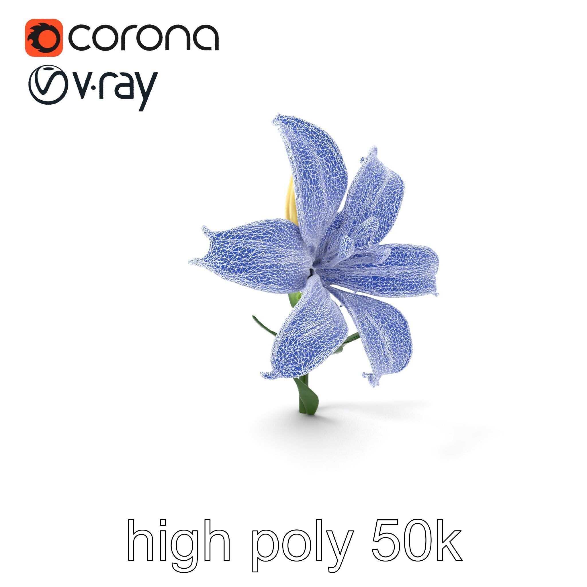 Majestic White Lily Floral Sculpture model pack Low-poly 3D model_10