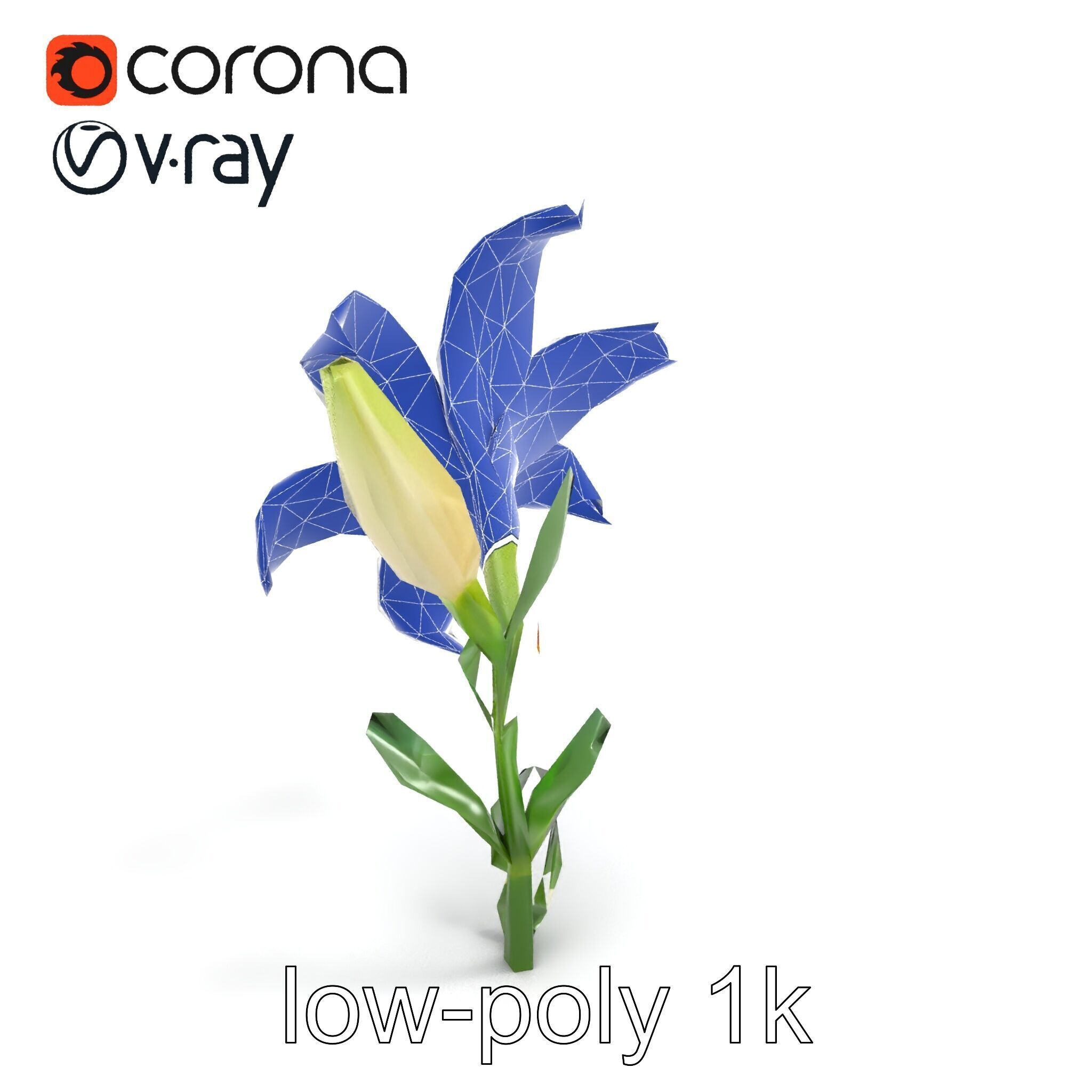 Majestic White Lily Floral Sculpture model pack Low-poly 3D model_13