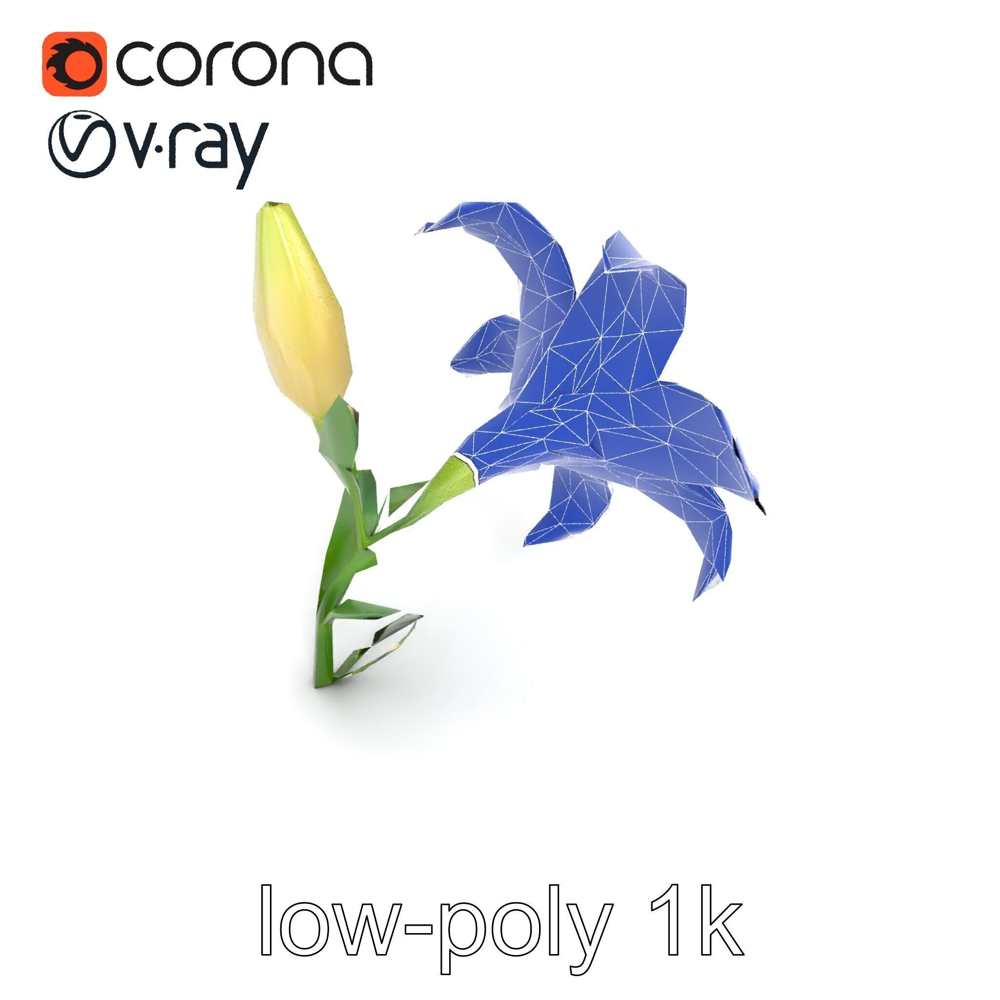 Majestic White Lily Floral Sculpture model pack Low-poly 3D model_26