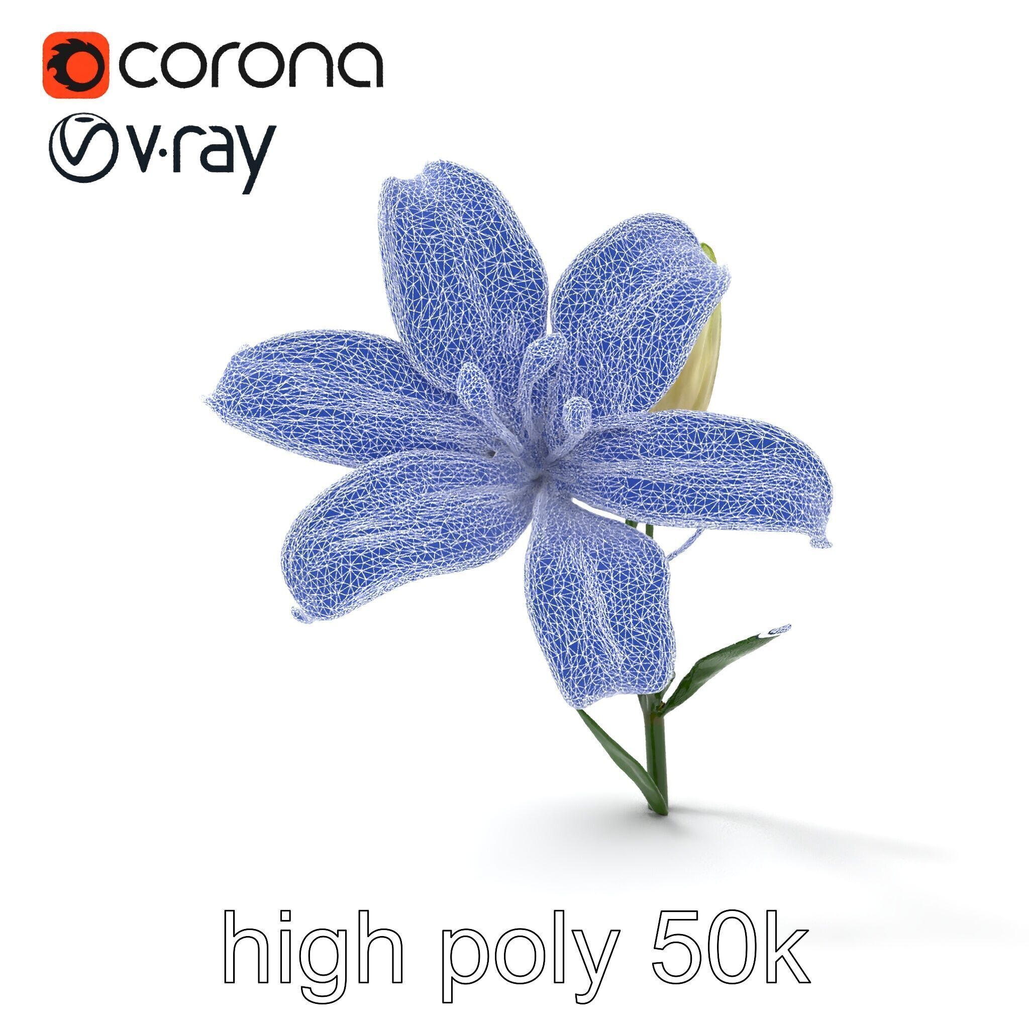 Majestic White Lily Floral Sculpture model pack Low-poly 3D model_27