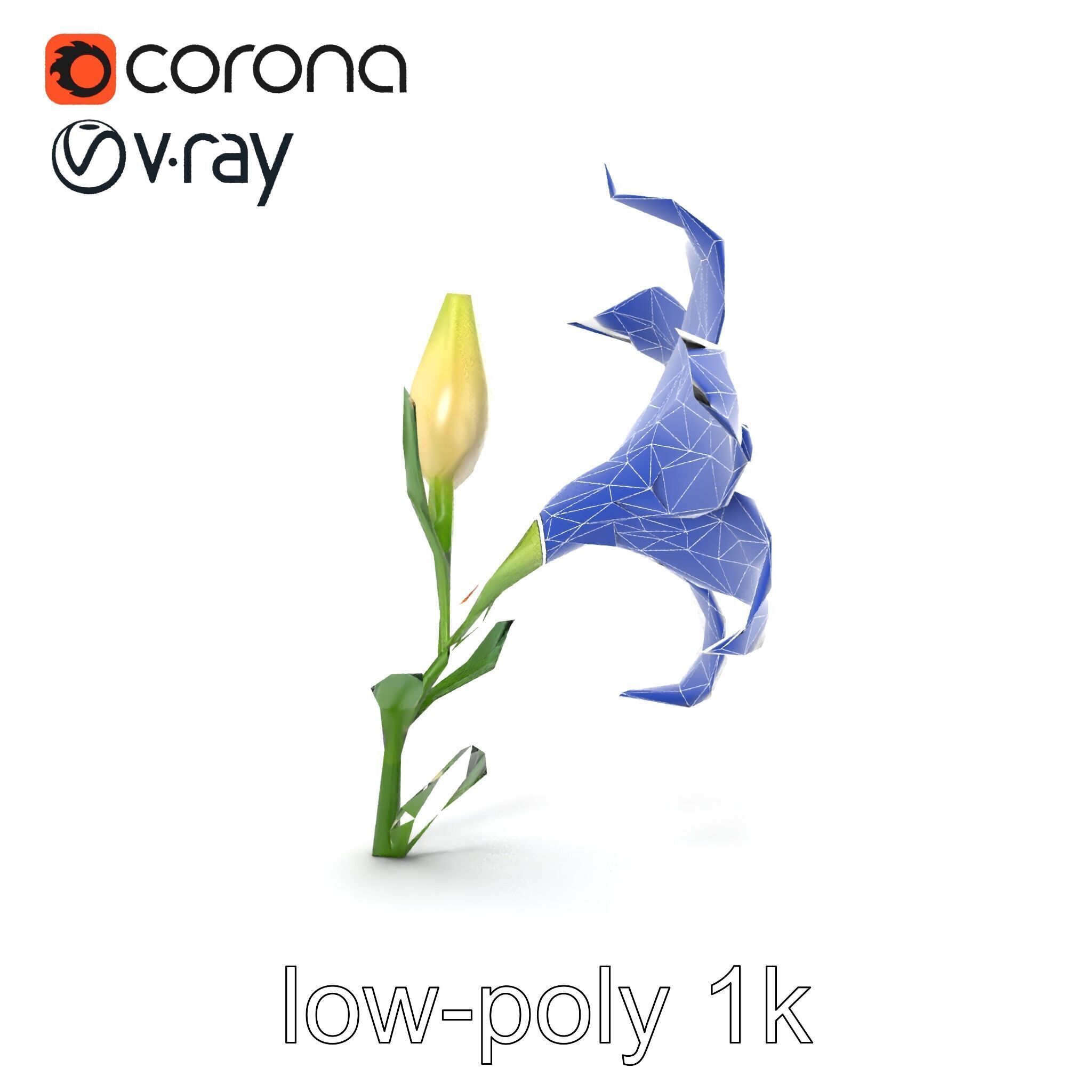 Majestic White Lily Floral Sculpture model pack Low-poly 3D model_24