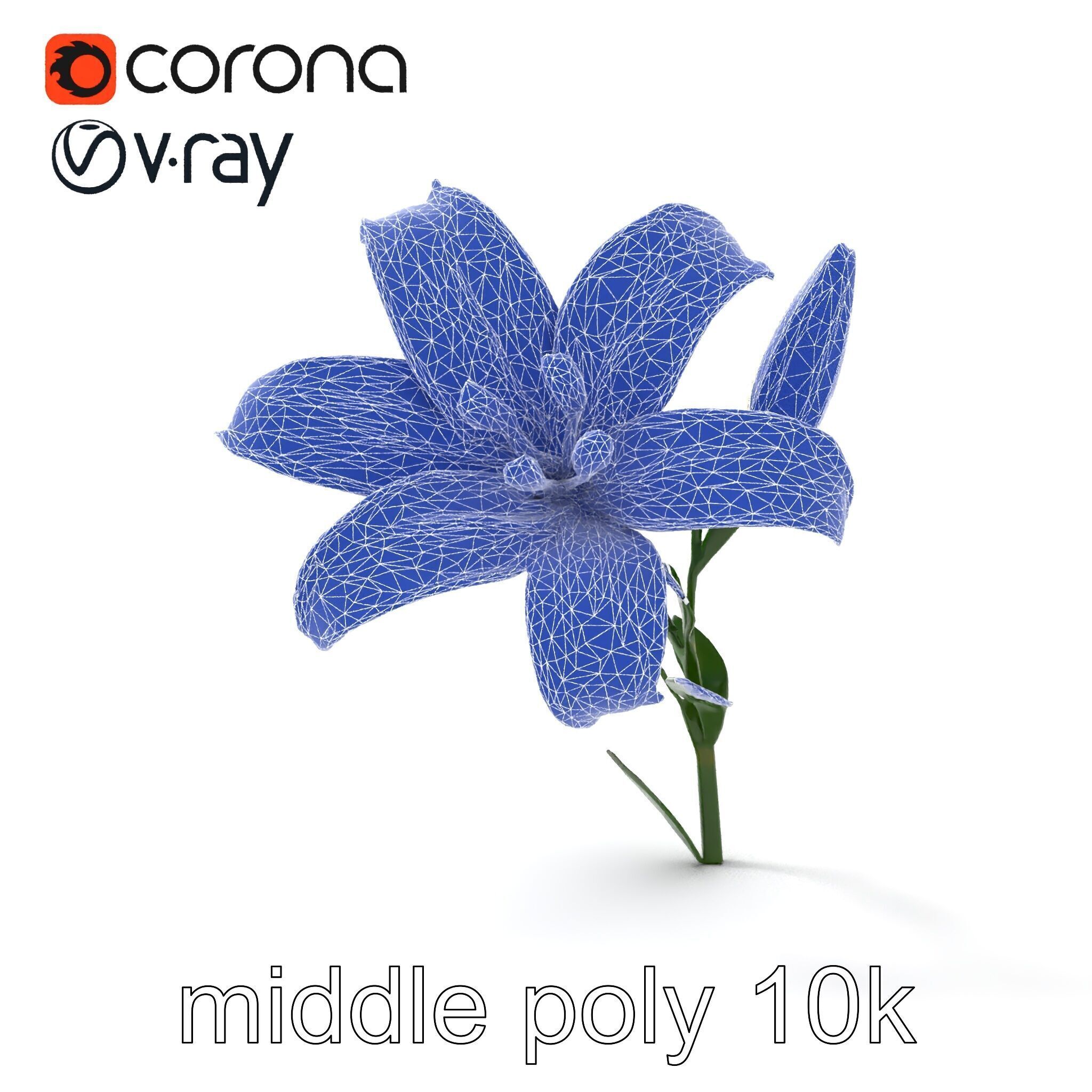 Majestic White Lily Floral Sculpture model pack Low-poly 3D model_25