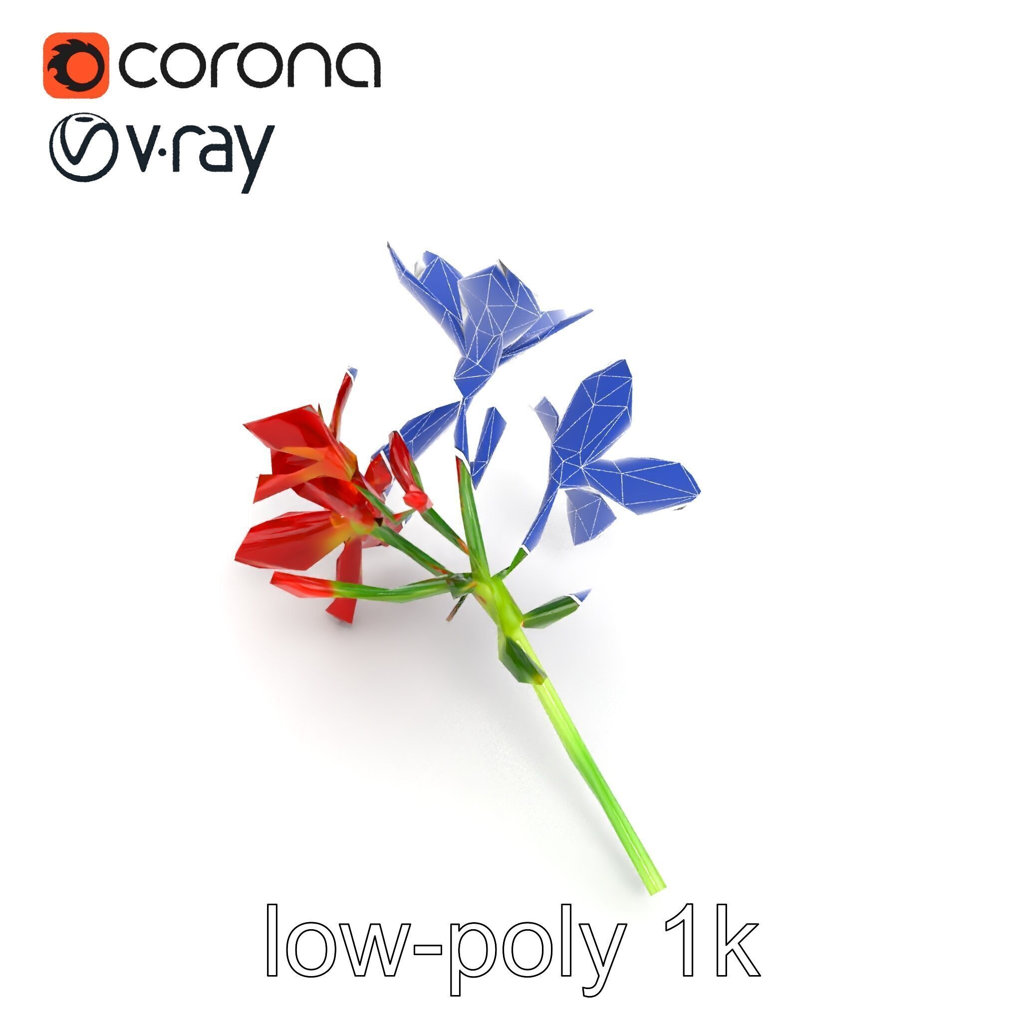 Dwarf Lily Floral Nature Sculpture model pack Low-poly 3D model_12