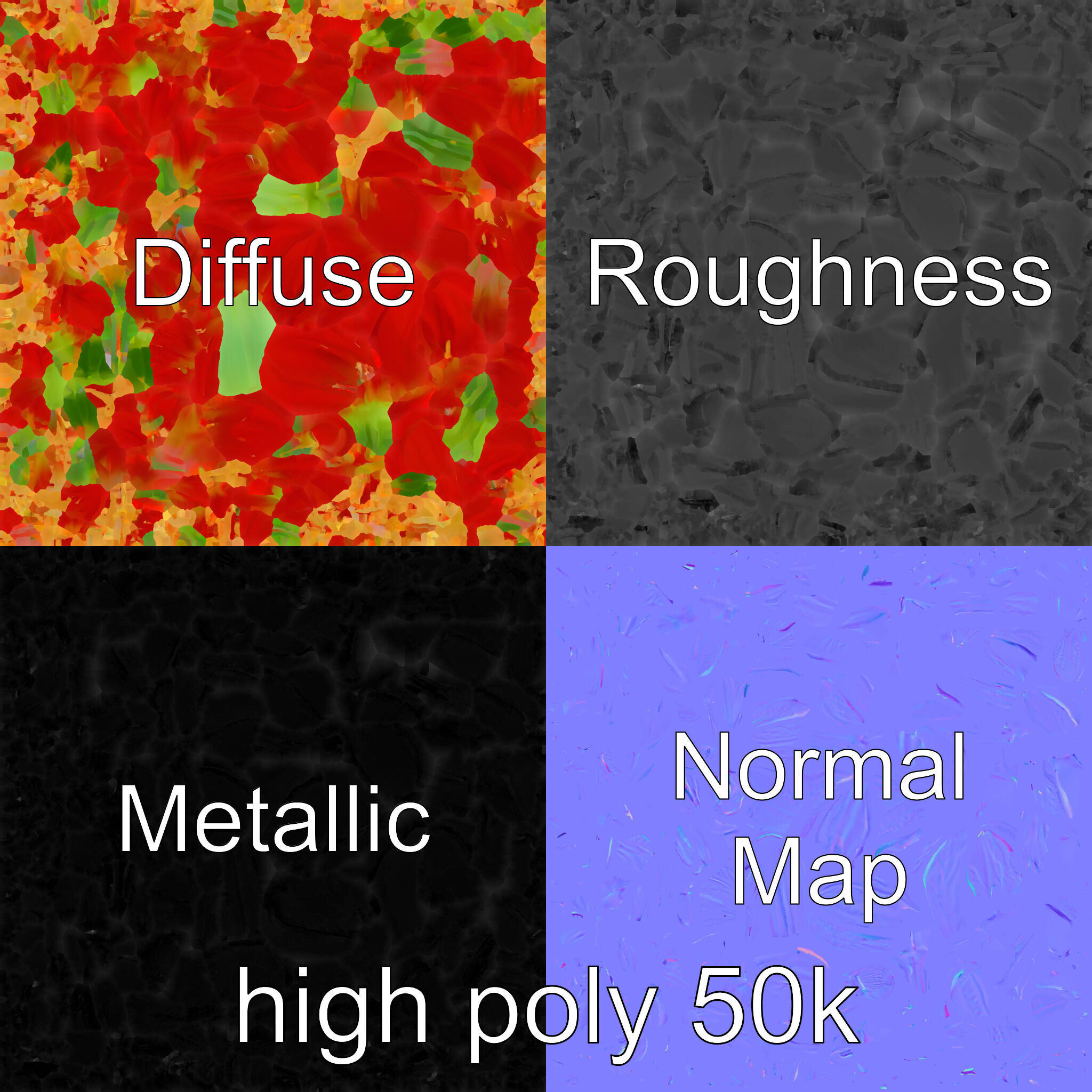 Dwarf Lily Floral Nature Sculpture model pack Low-poly 3D model_3