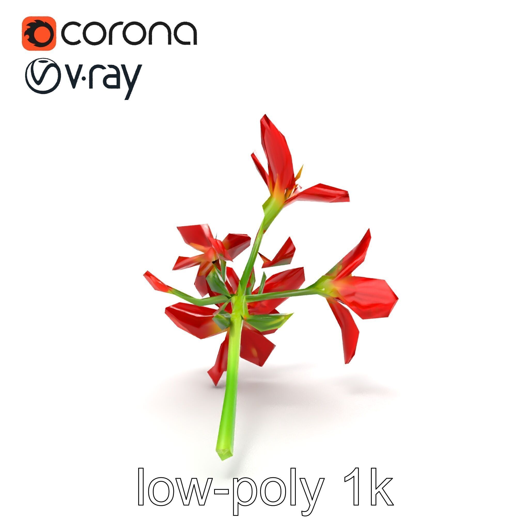 Dwarf Lily Floral Nature Sculpture model pack Low-poly 3D model_24