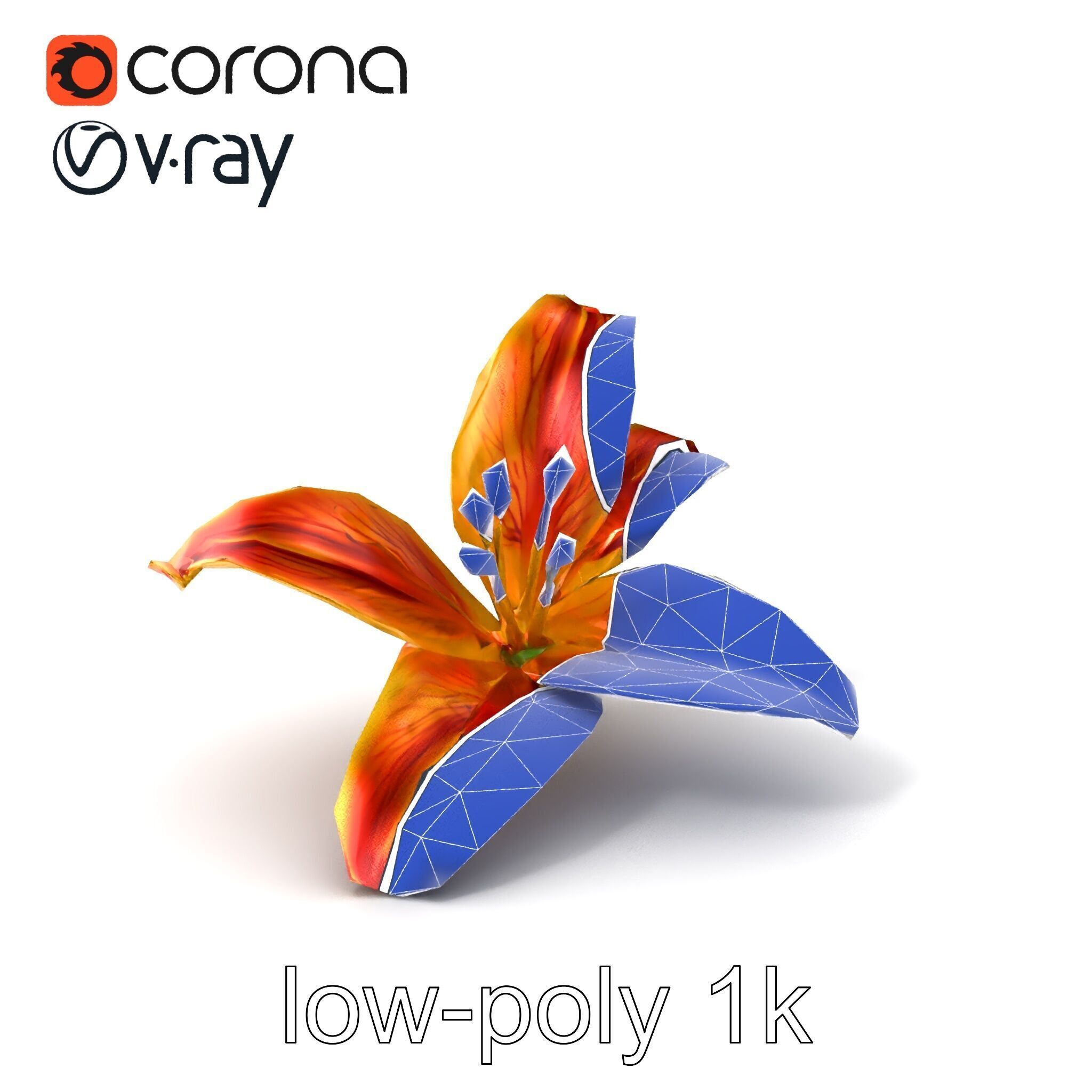 Vibrant Asiatique Lily Flower 3D model pack Low-poly 3D model_6