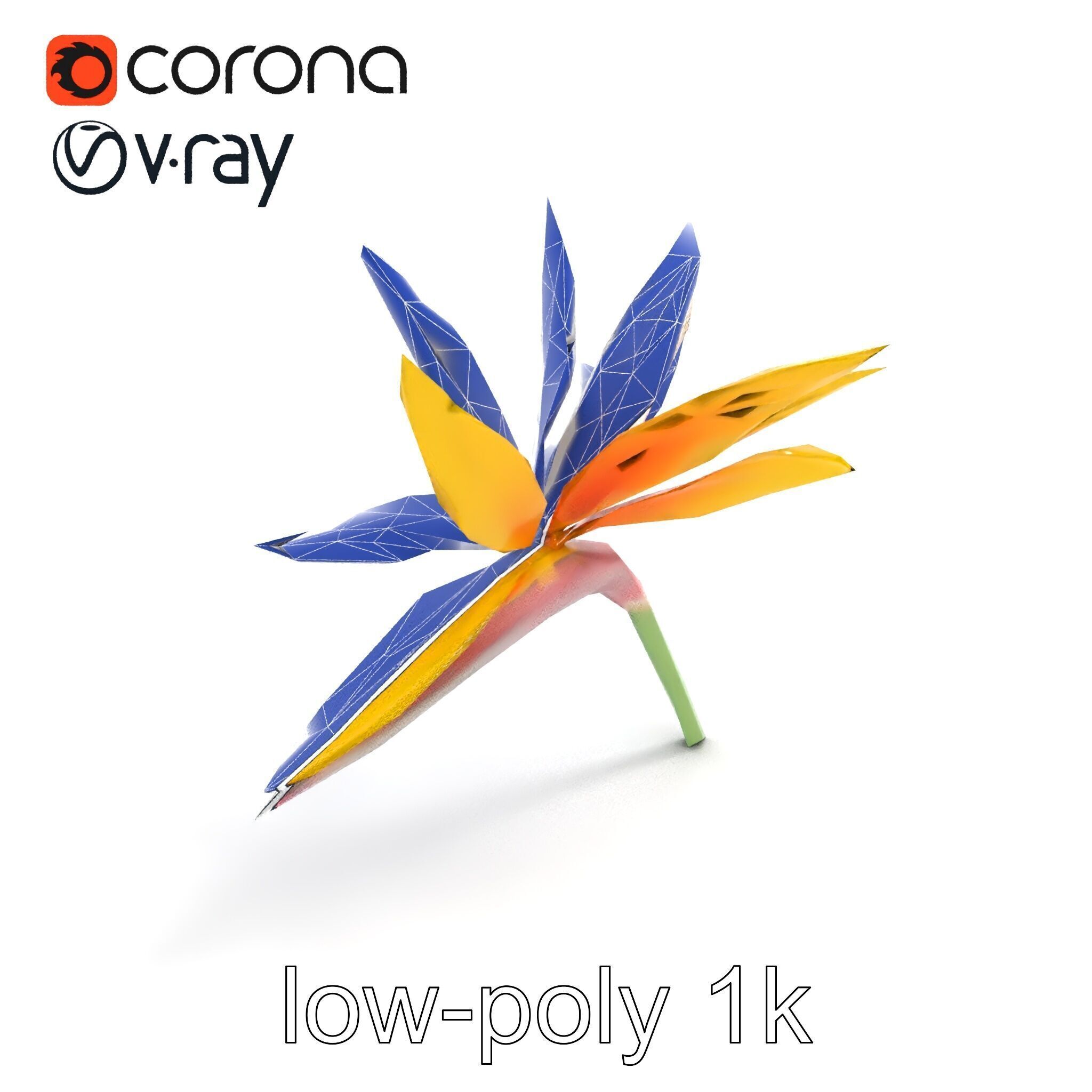 Yellow Strelitzia Flower 3D Model Pack Low-poly 3D model_22