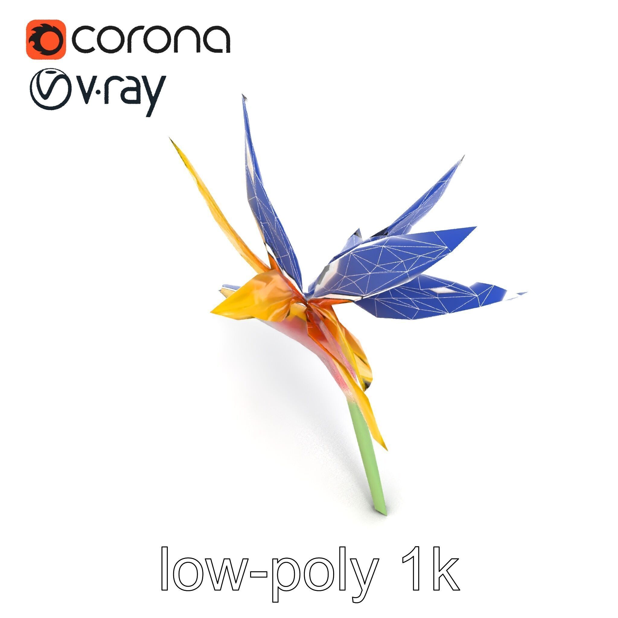 Yellow Strelitzia Flower 3D Model Pack Low-poly 3D model_13