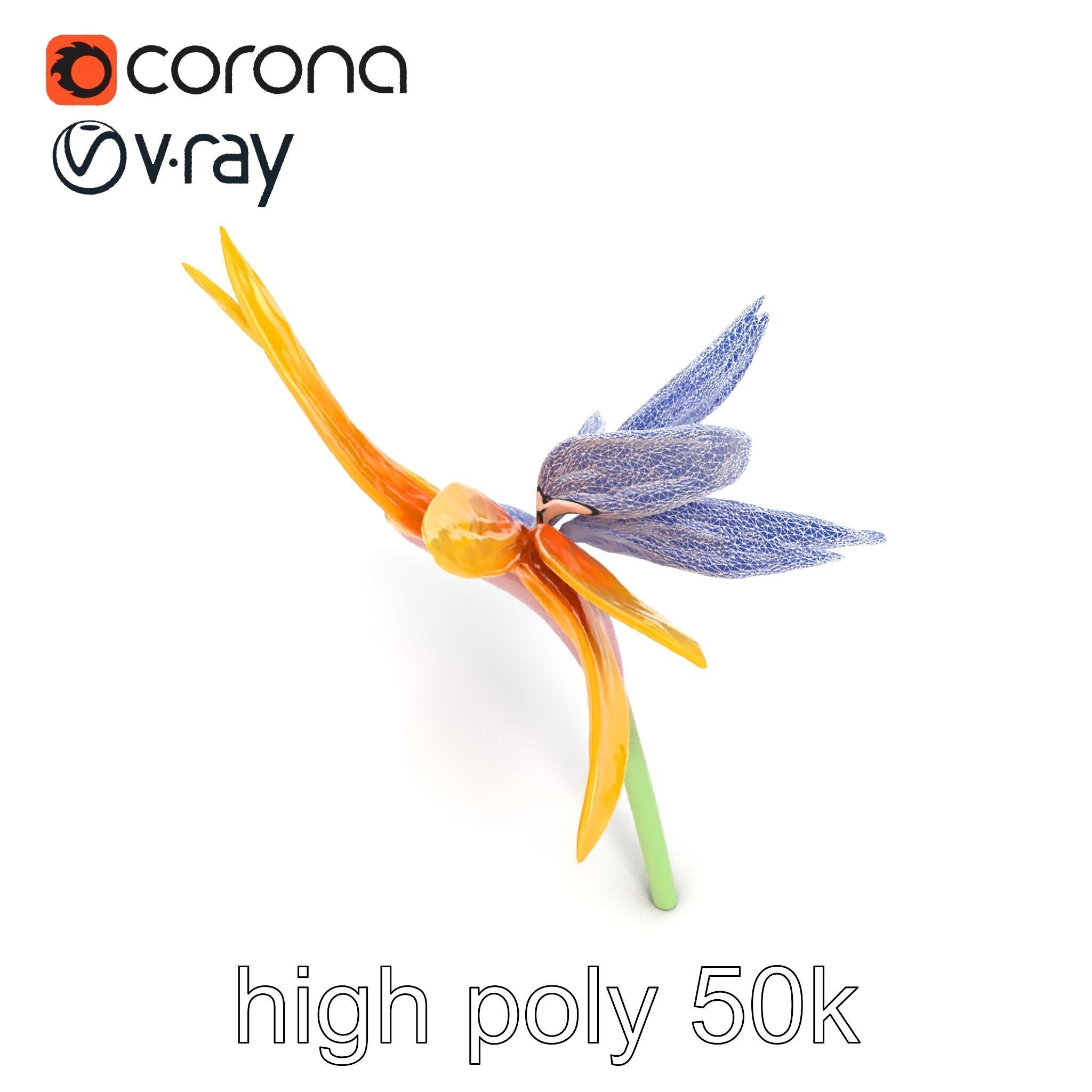 Yellow Strelitzia Flower 3D Model Pack Low-poly 3D model_11