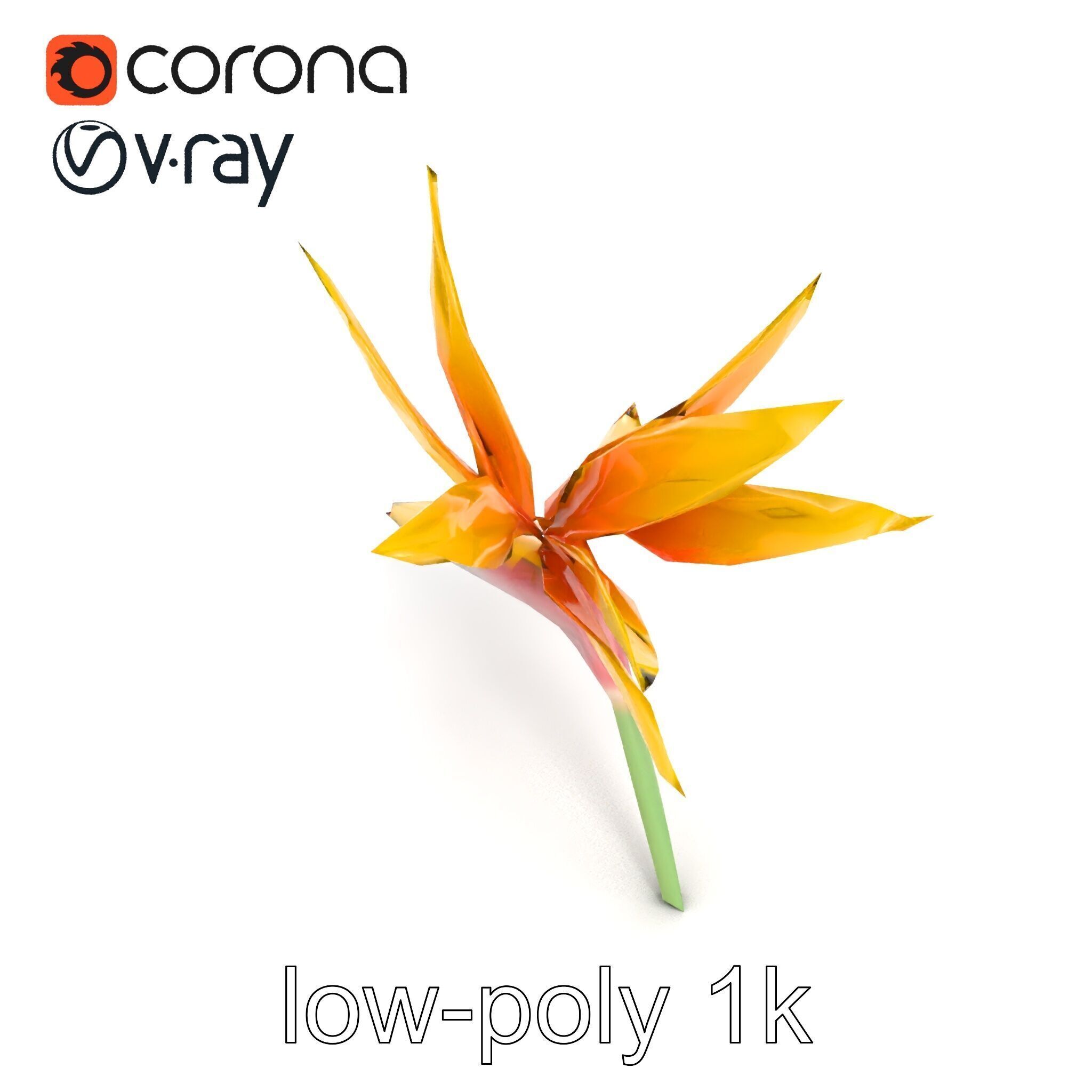 Yellow Strelitzia Flower 3D Model Pack Low-poly 3D model_19