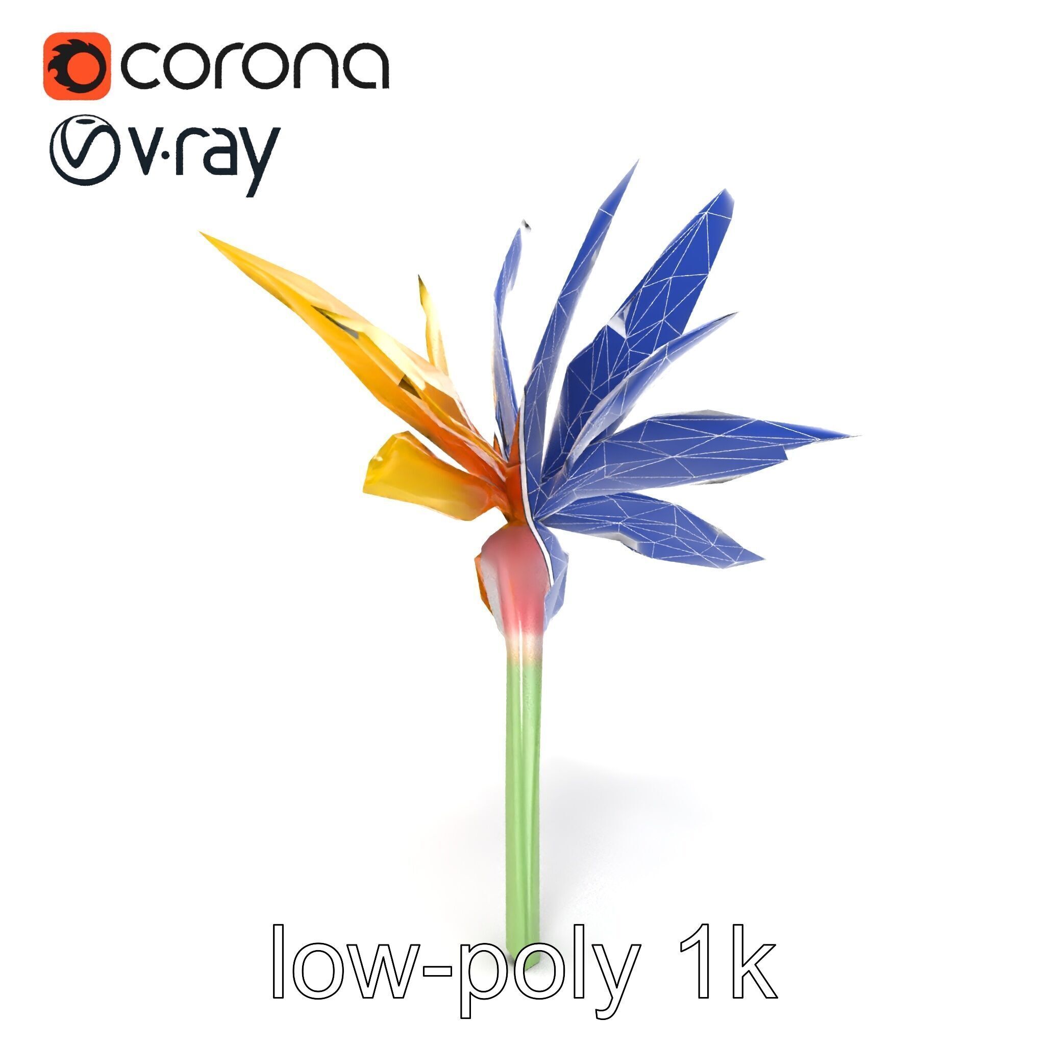 Yellow Strelitzia Flower 3D Model Pack Low-poly 3D model_15
