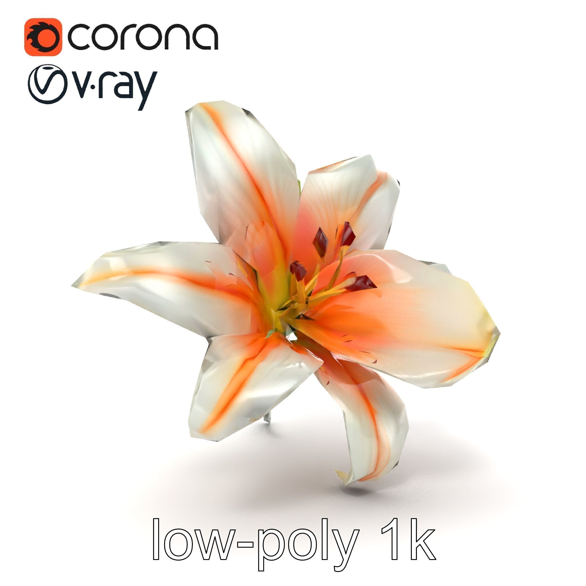 Oriental Lily Blossom 3D model pack Low-poly 3D model_25