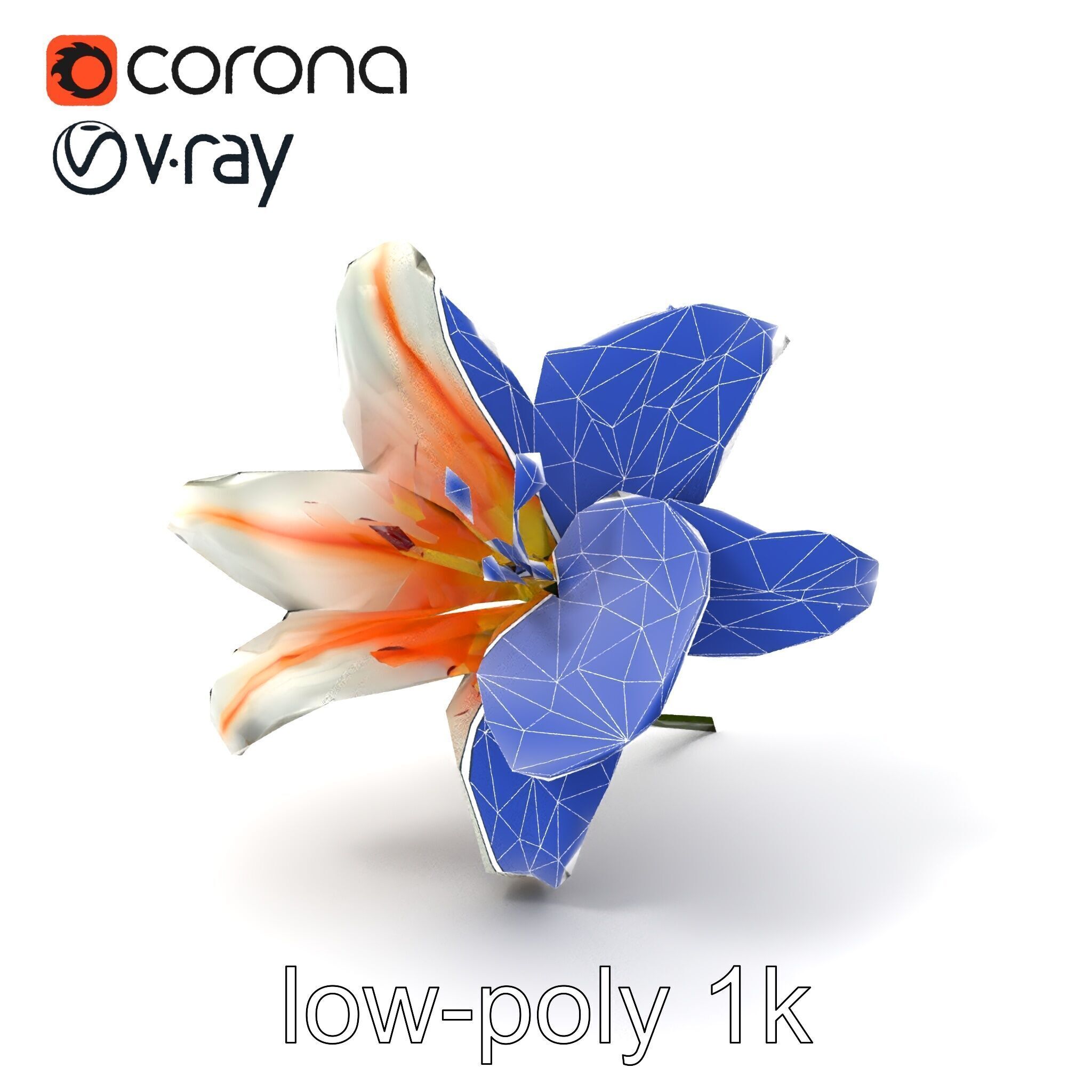 Oriental Lily Blossom 3D model pack Low-poly 3D model_6
