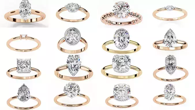 63 Mono Solitaire Diamond Ring 360 animation renders 3dm stl  3D Model Collection