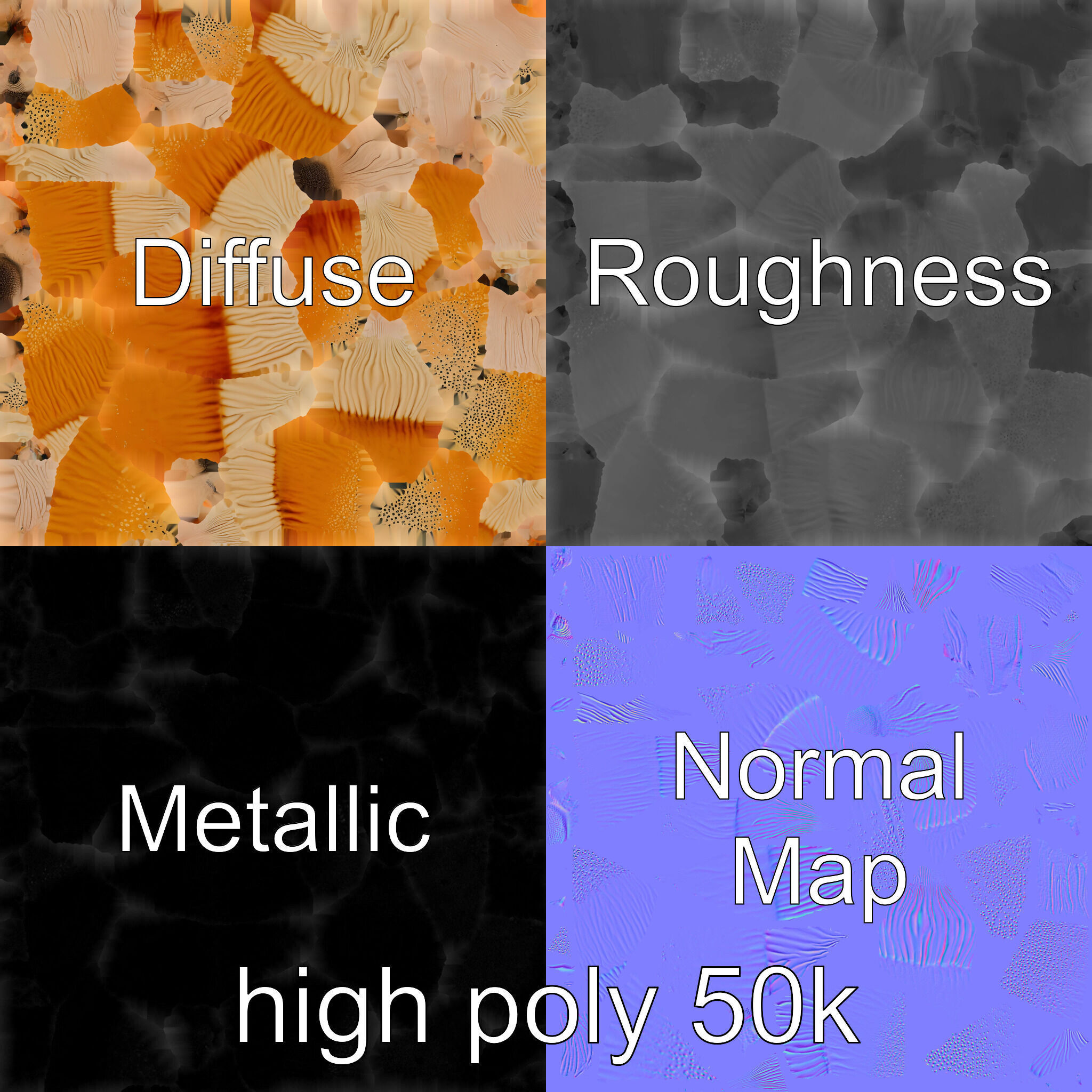 Winter Velvet Shank Mushroom model pack Low-poly 3D model_3