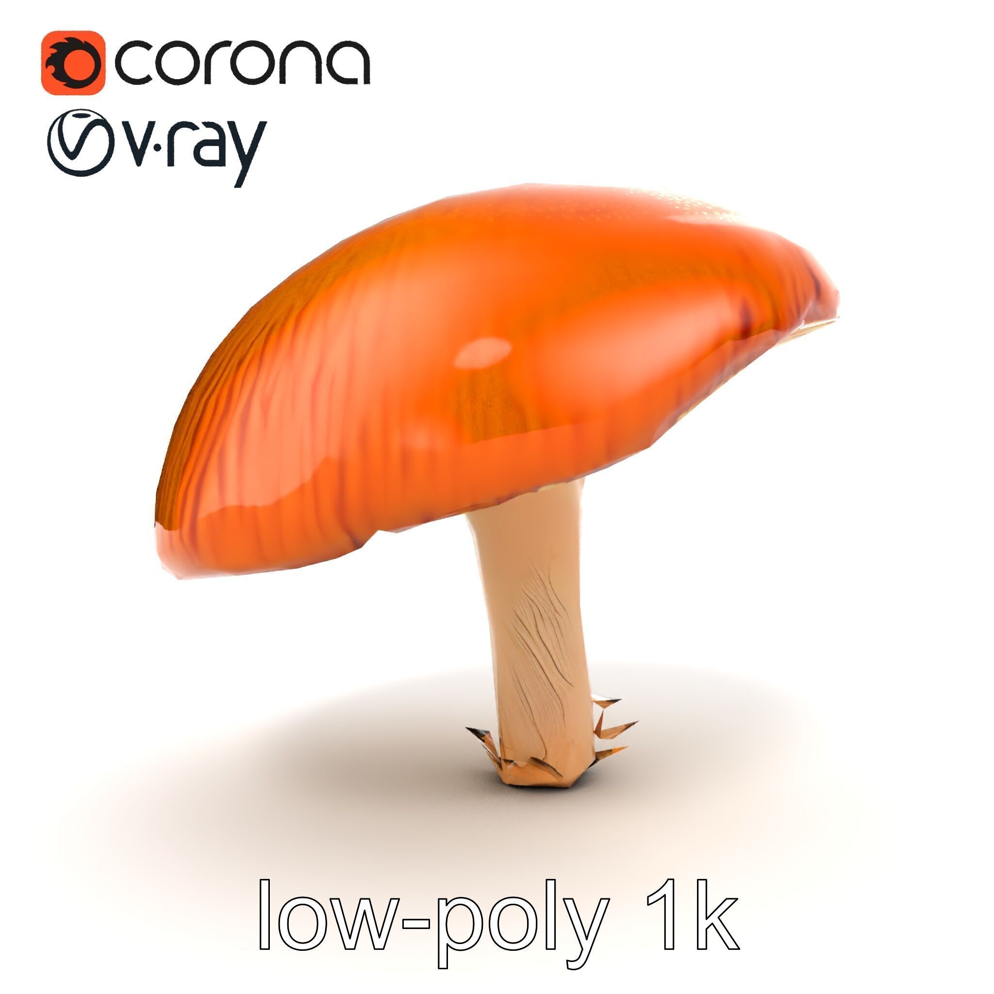 Winter Velvet Shank Mushroom model pack Low-poly 3D model_22