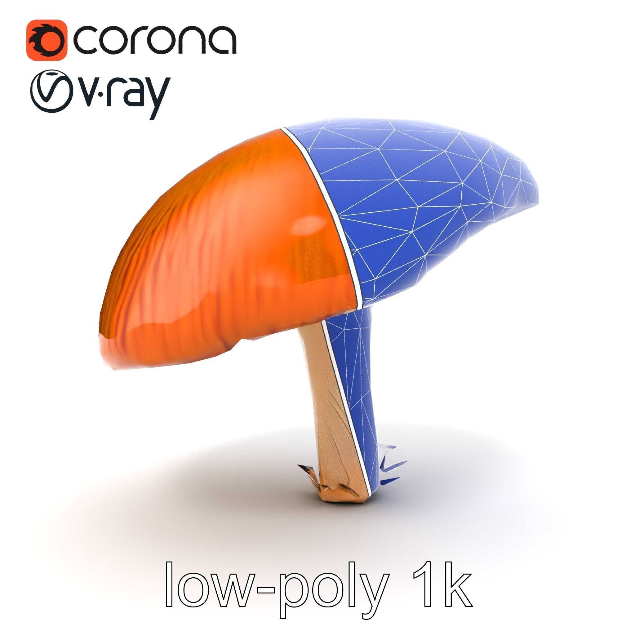 Winter Velvet Shank Mushroom model pack Low-poly 3D model_26
