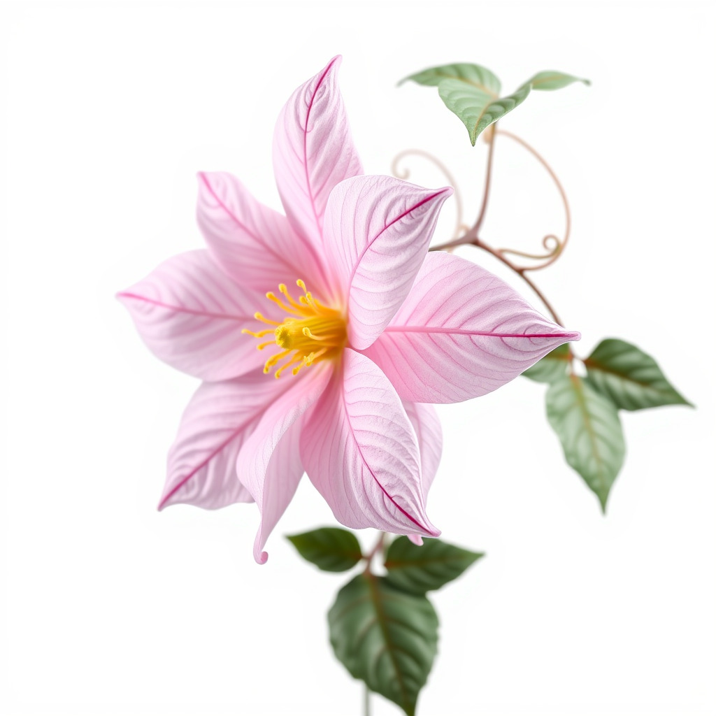 Soft Pink Clematis Flower with Glossy Vines model pack Low-poly 3D model_4