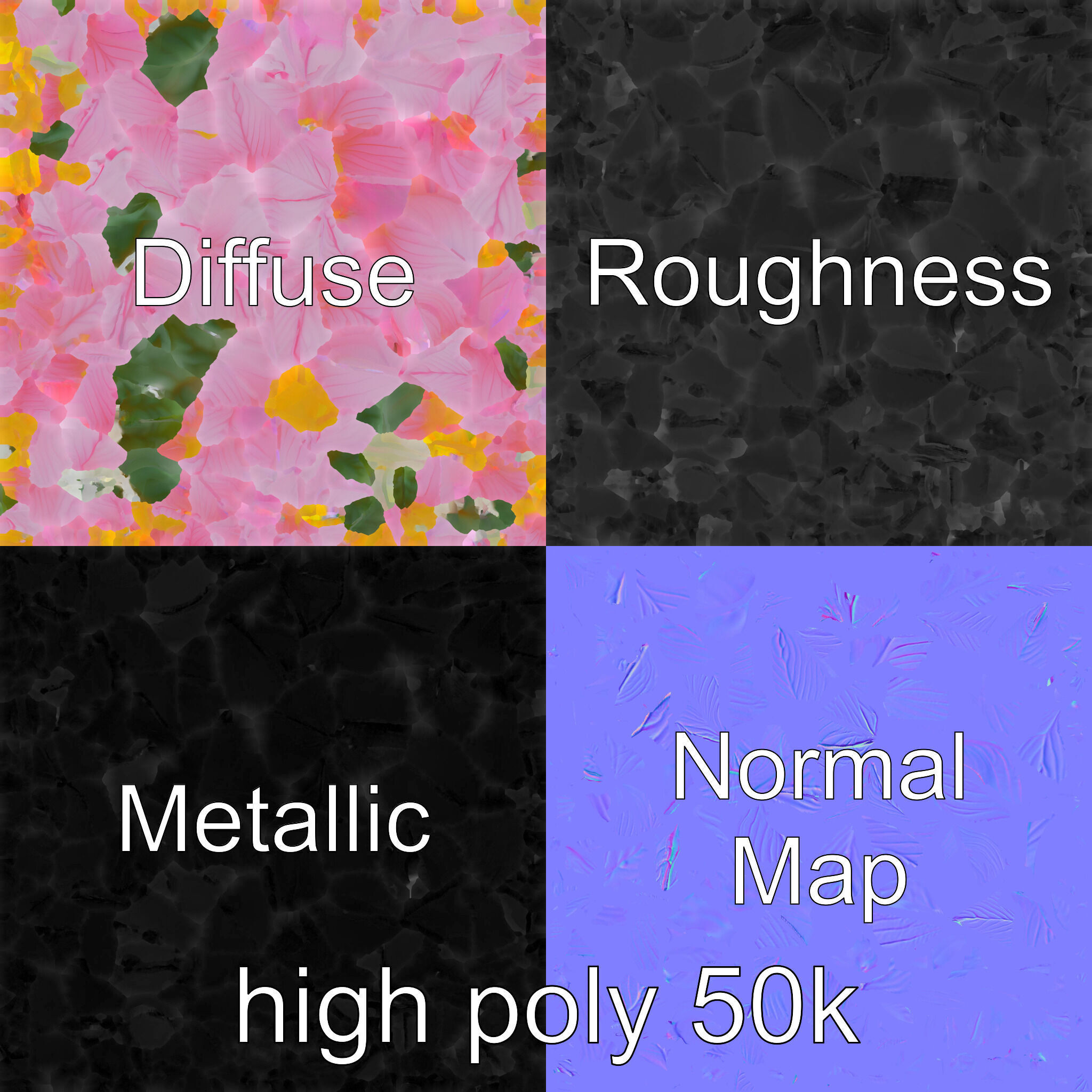 Soft Pink Clematis Flower with Glossy Vines model pack Low-poly 3D model_3