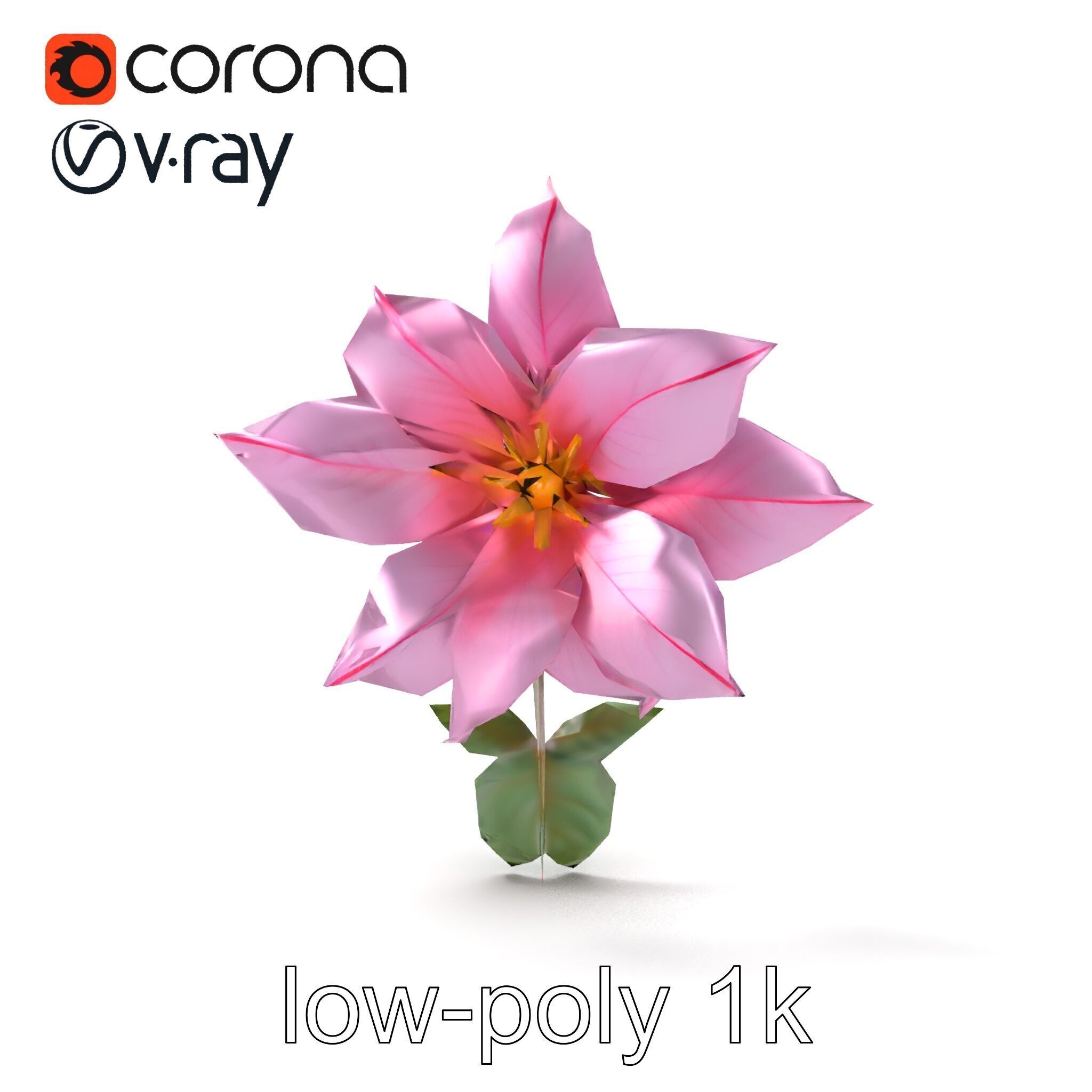 Soft Pink Clematis Flower with Glossy Vines model pack Low-poly 3D model_19