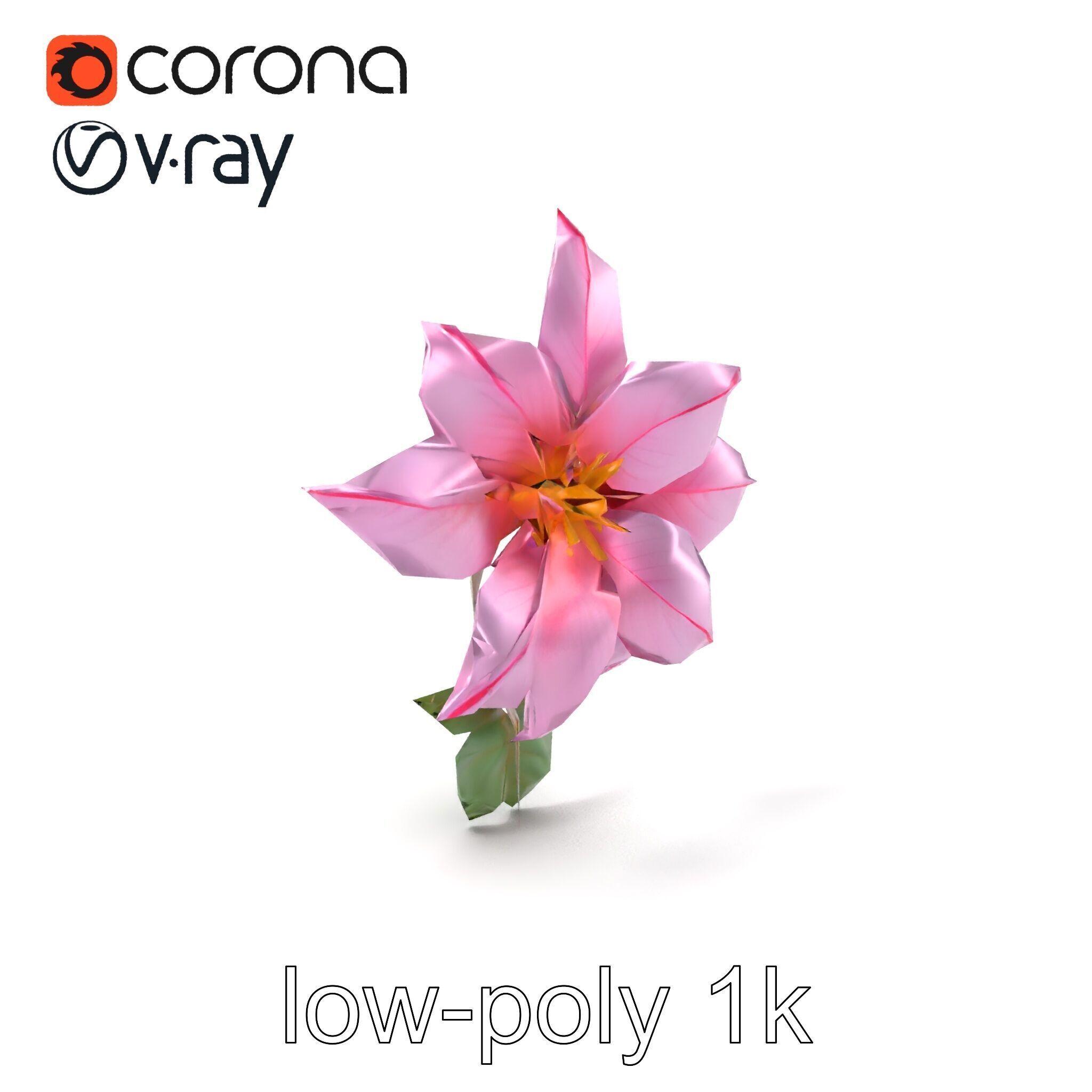 Soft Pink Clematis Flower with Glossy Vines model pack Low-poly 3D model_5
