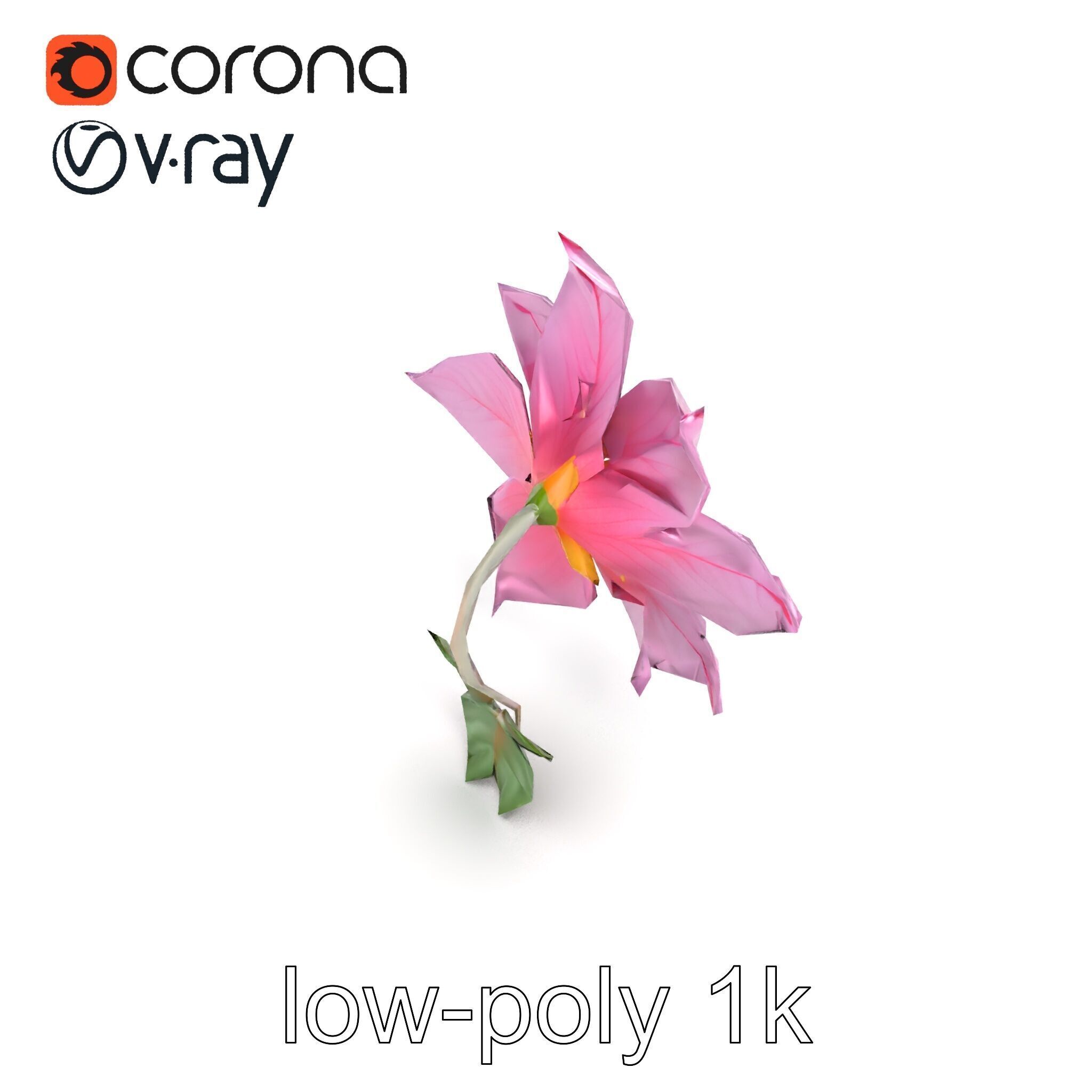 Soft Pink Clematis Flower with Glossy Vines model pack Low-poly 3D model_16