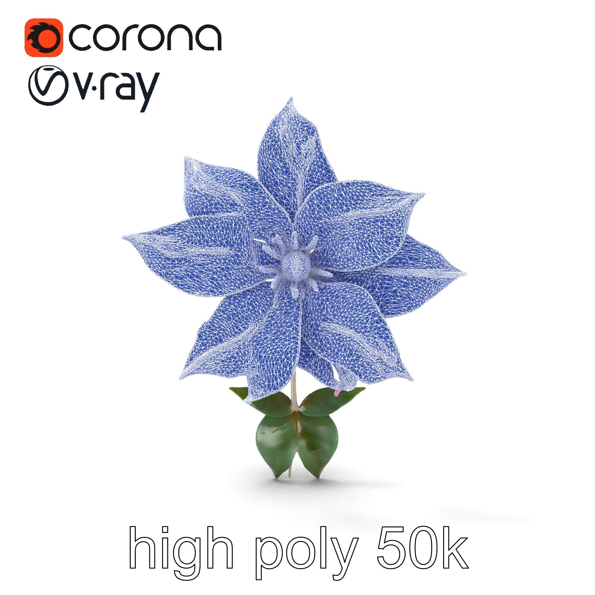 Soft Pink Clematis Flower with Glossy Vines model pack Low-poly 3D model_23