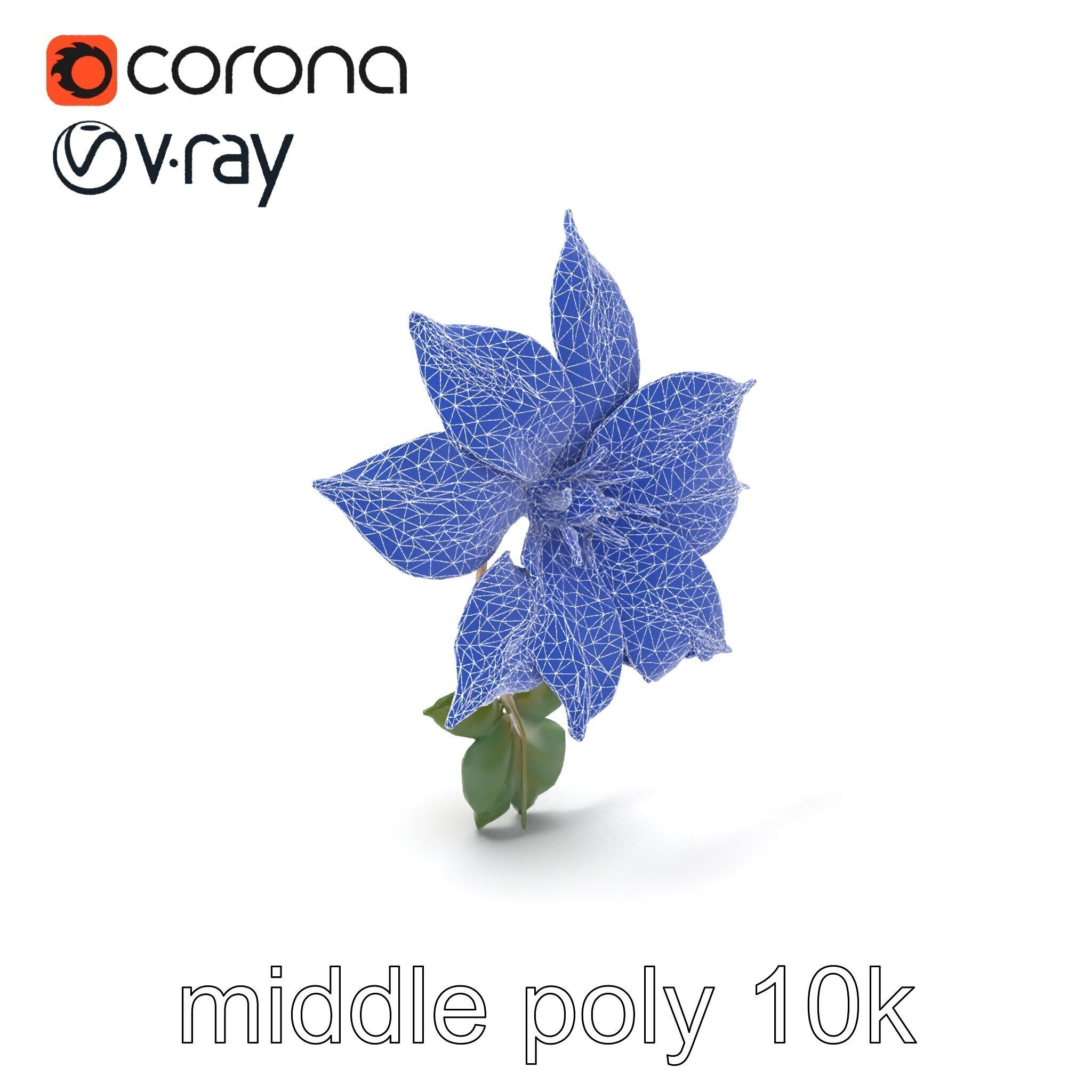 Soft Pink Clematis Flower with Glossy Vines model pack Low-poly 3D model_6