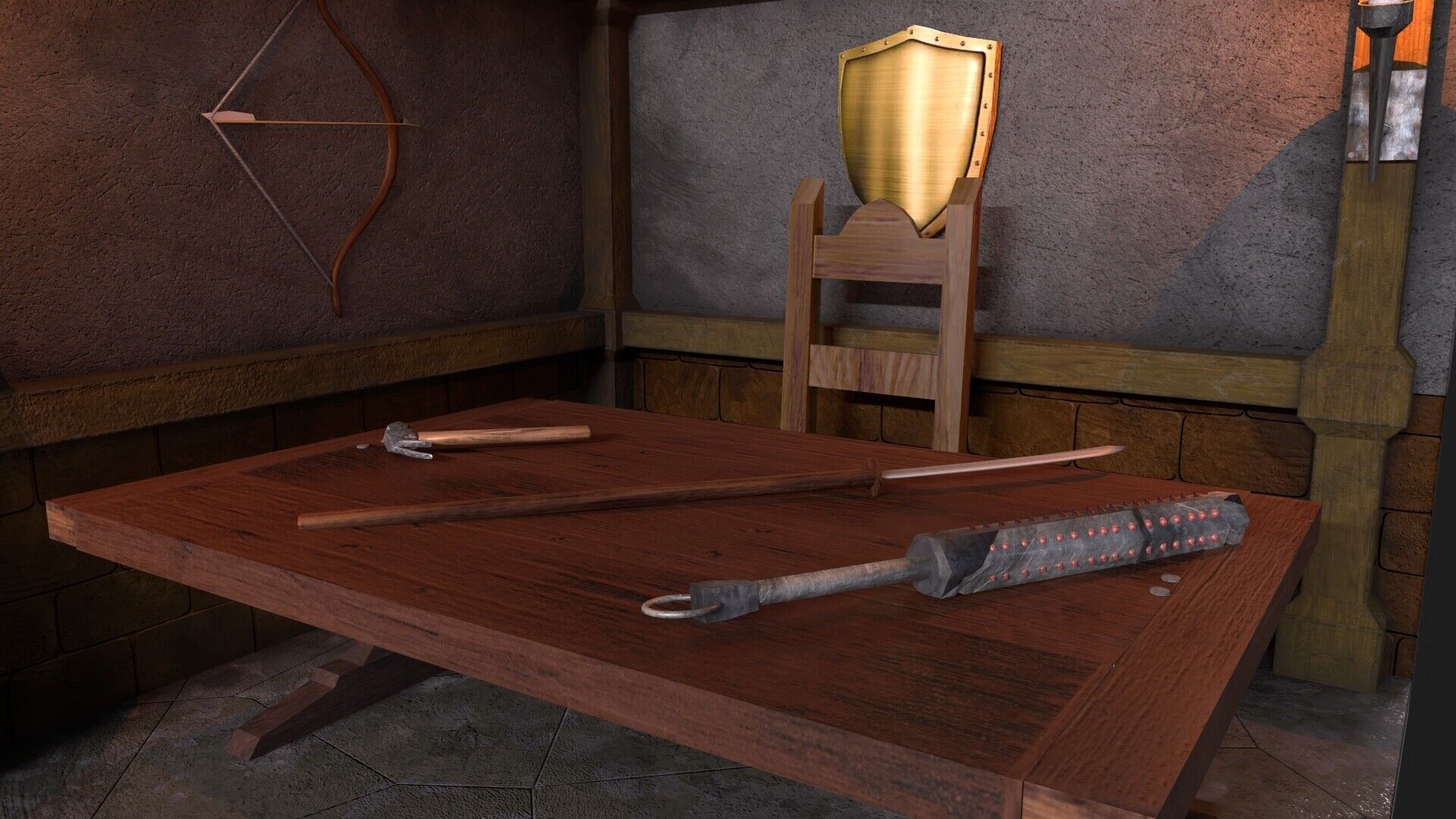 props medieval low poly Low-poly 3D model_6