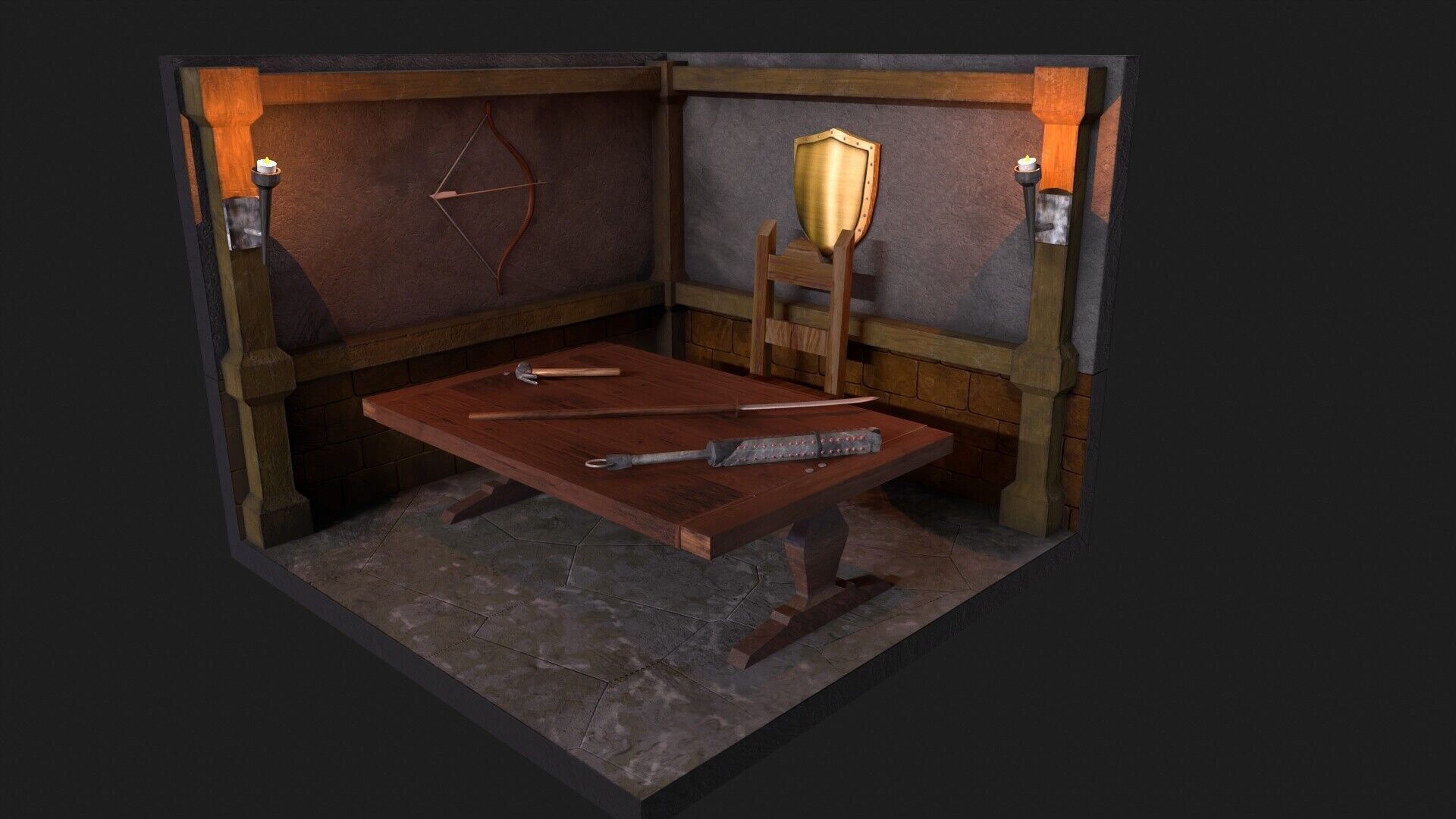 props medieval low poly Low-poly 3D model_4