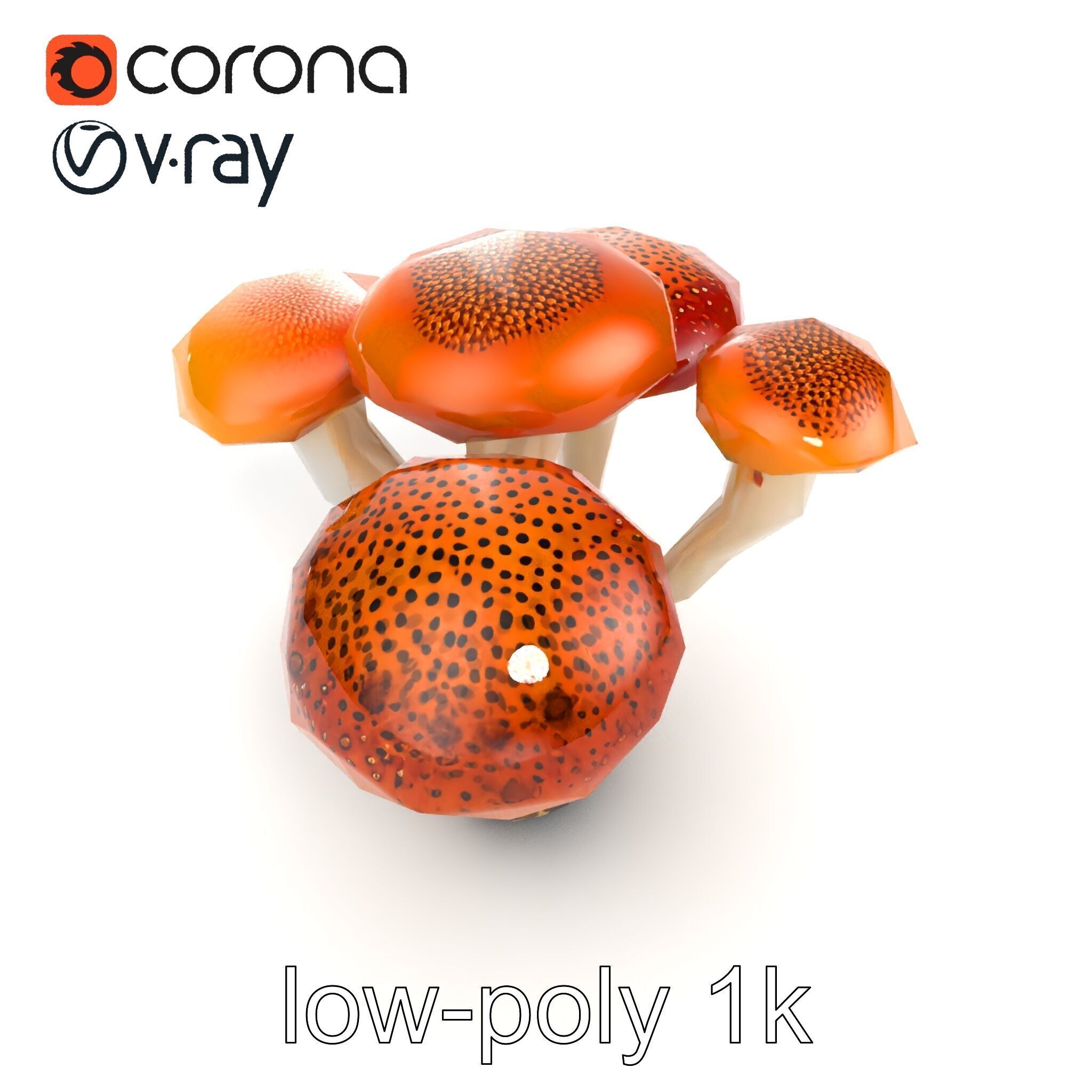 Clustered Mushrooms Diversity Sculpture model pack Low-poly 3D model_26