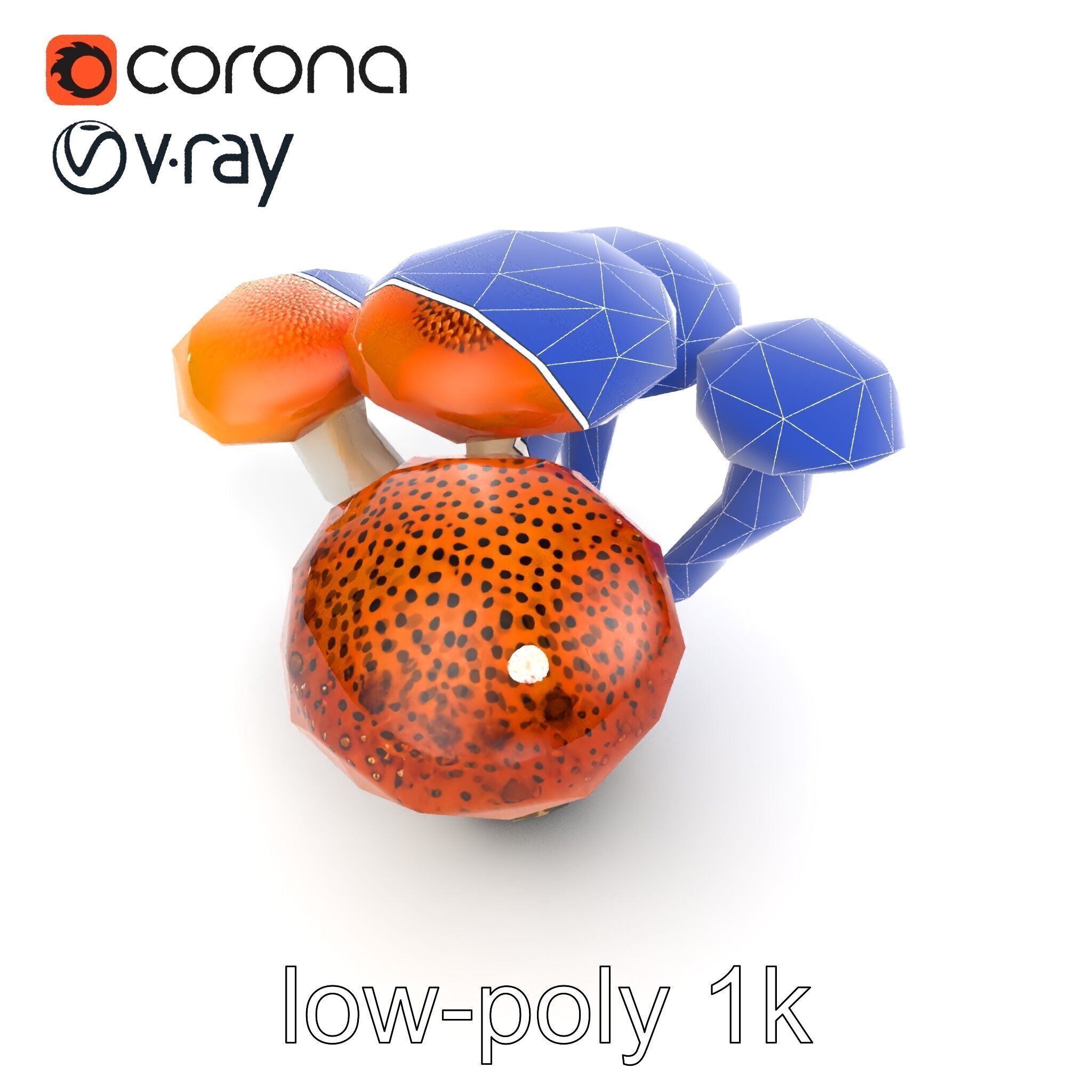 Clustered Mushrooms Diversity Sculpture model pack Low-poly 3D model_13