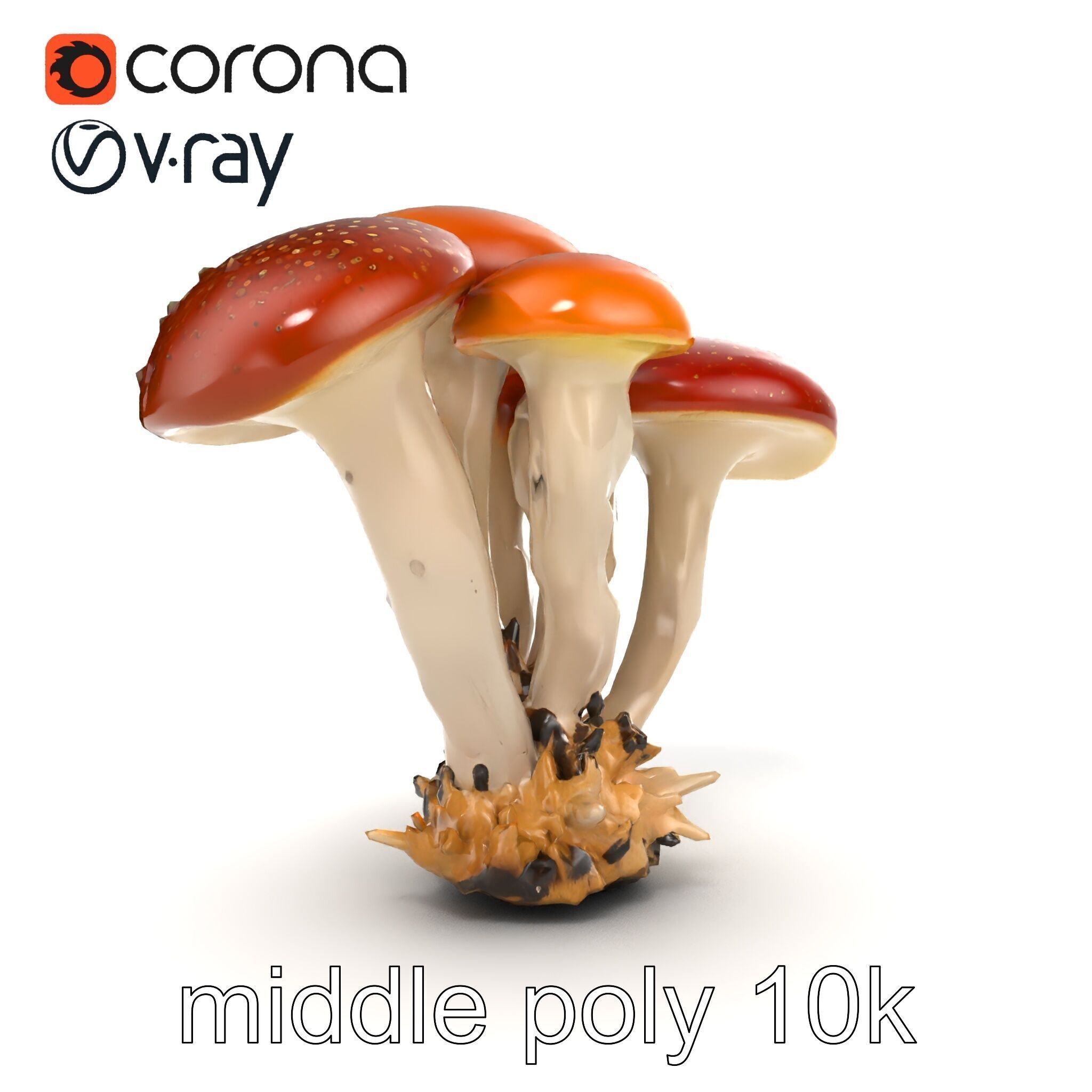 Clustered Mushrooms Diversity Sculpture model pack Low-poly 3D model_19