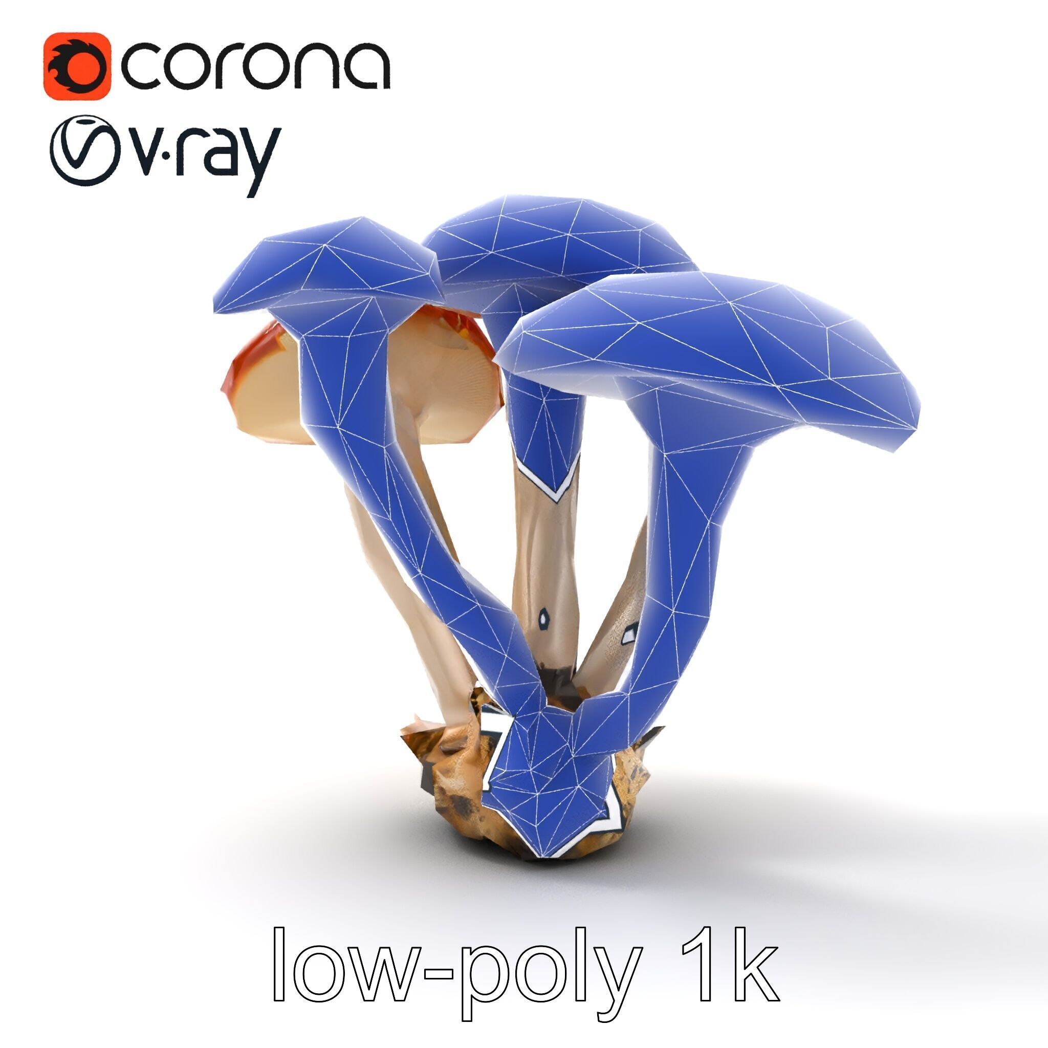 Clustered Mushrooms Diversity Sculpture model pack Low-poly 3D model_25