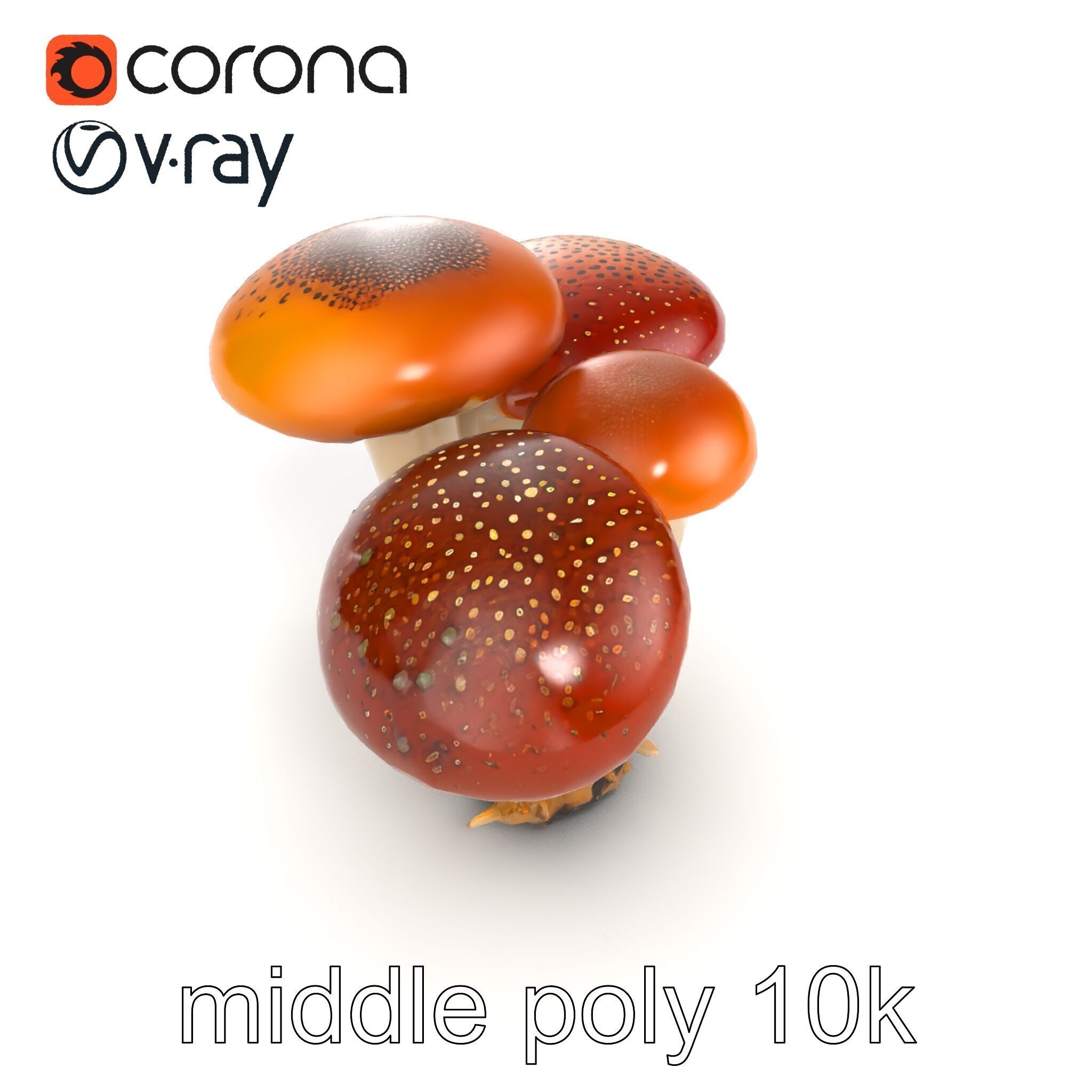 Clustered Mushrooms Diversity Sculpture model pack Low-poly 3D model_15