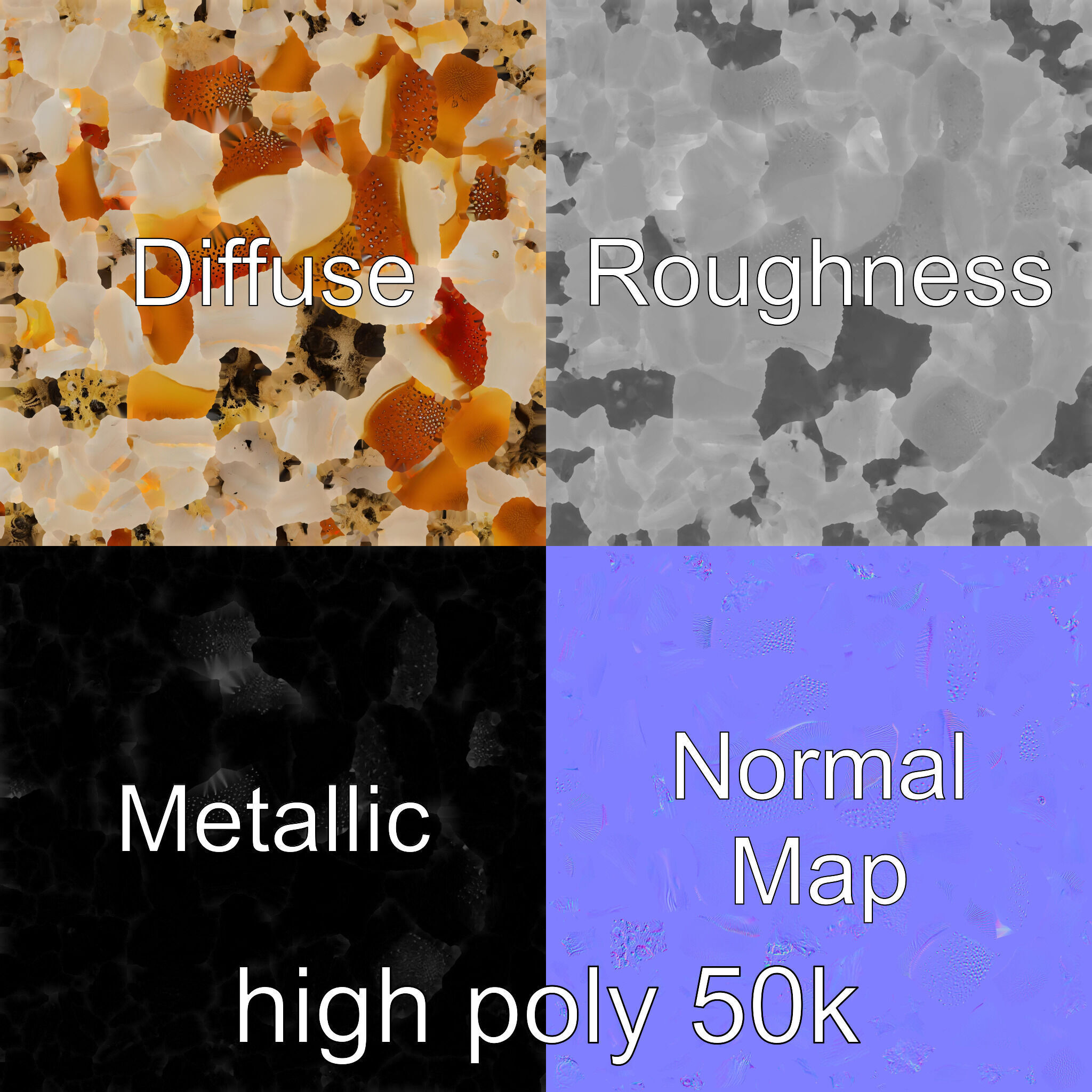 Clustered Mushrooms Diversity Sculpture model pack Low-poly 3D model_3