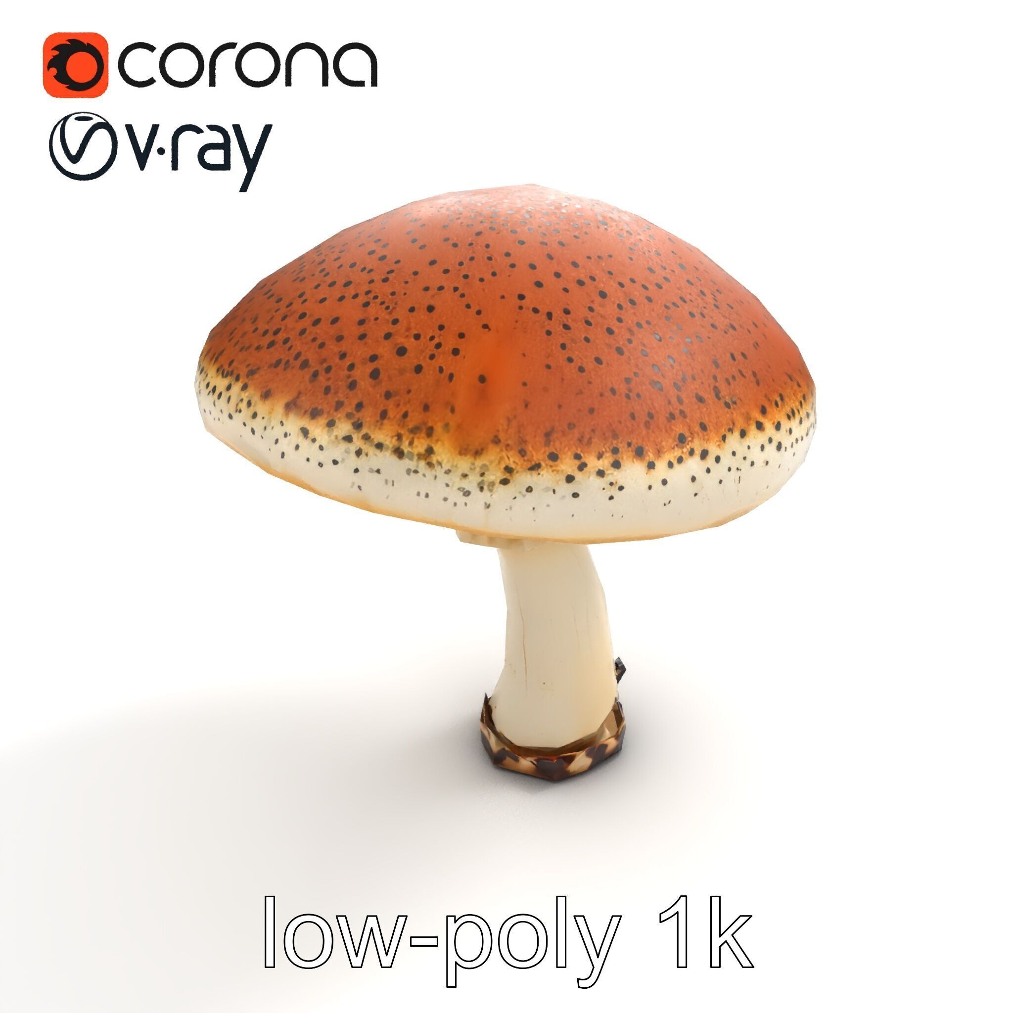 Realistic Mushroom Model Pack with Natural Textures Low-poly 3D model_8