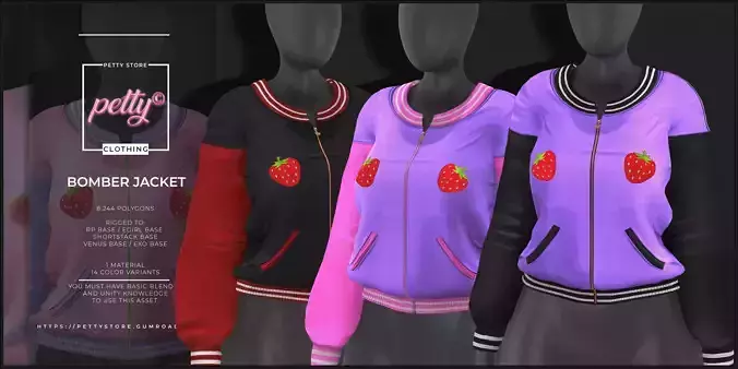 STRAWBERRY BOMBER JACKET  Low-poly 3D model