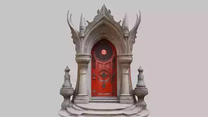 Medieval Stone Altar Baphomet Gate Door