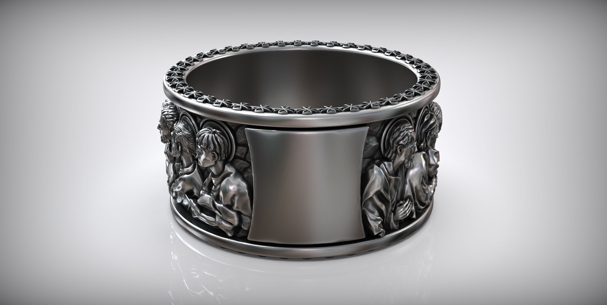 Jesus Christ and the Twelve Apostles Christian Ring 3D print model_6