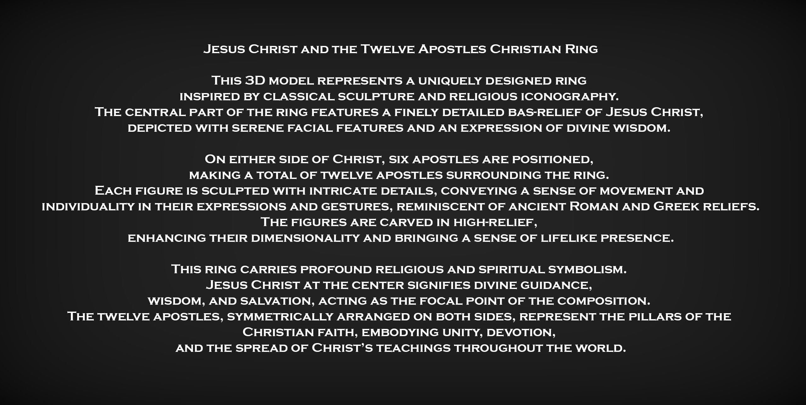 Jesus Christ and the Twelve Apostles Christian Ring 3D print model_10