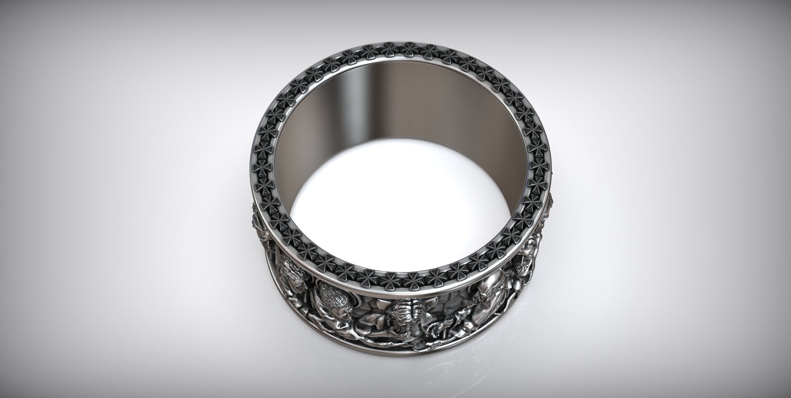 Jesus Christ and the Twelve Apostles Christian Ring 3D print model_5