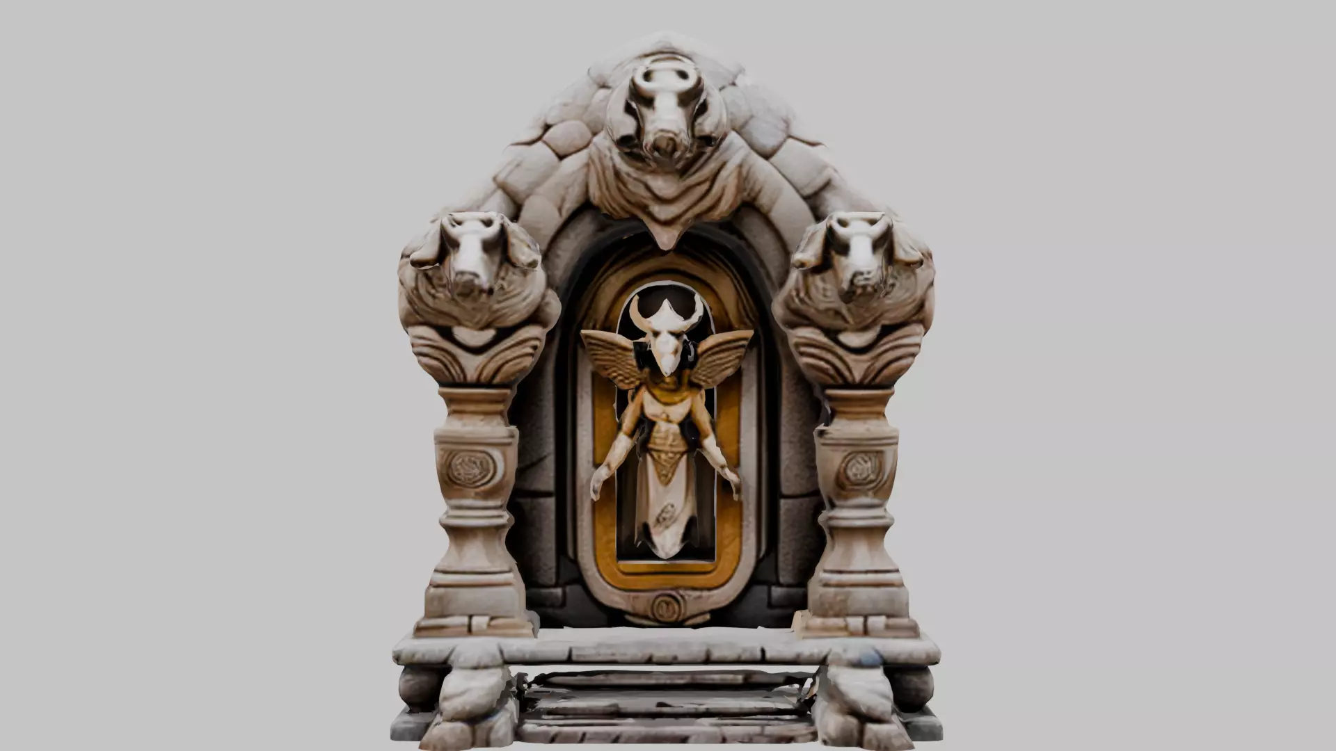 Medieval Stone Altar Baphomet Low-poly 3D model
