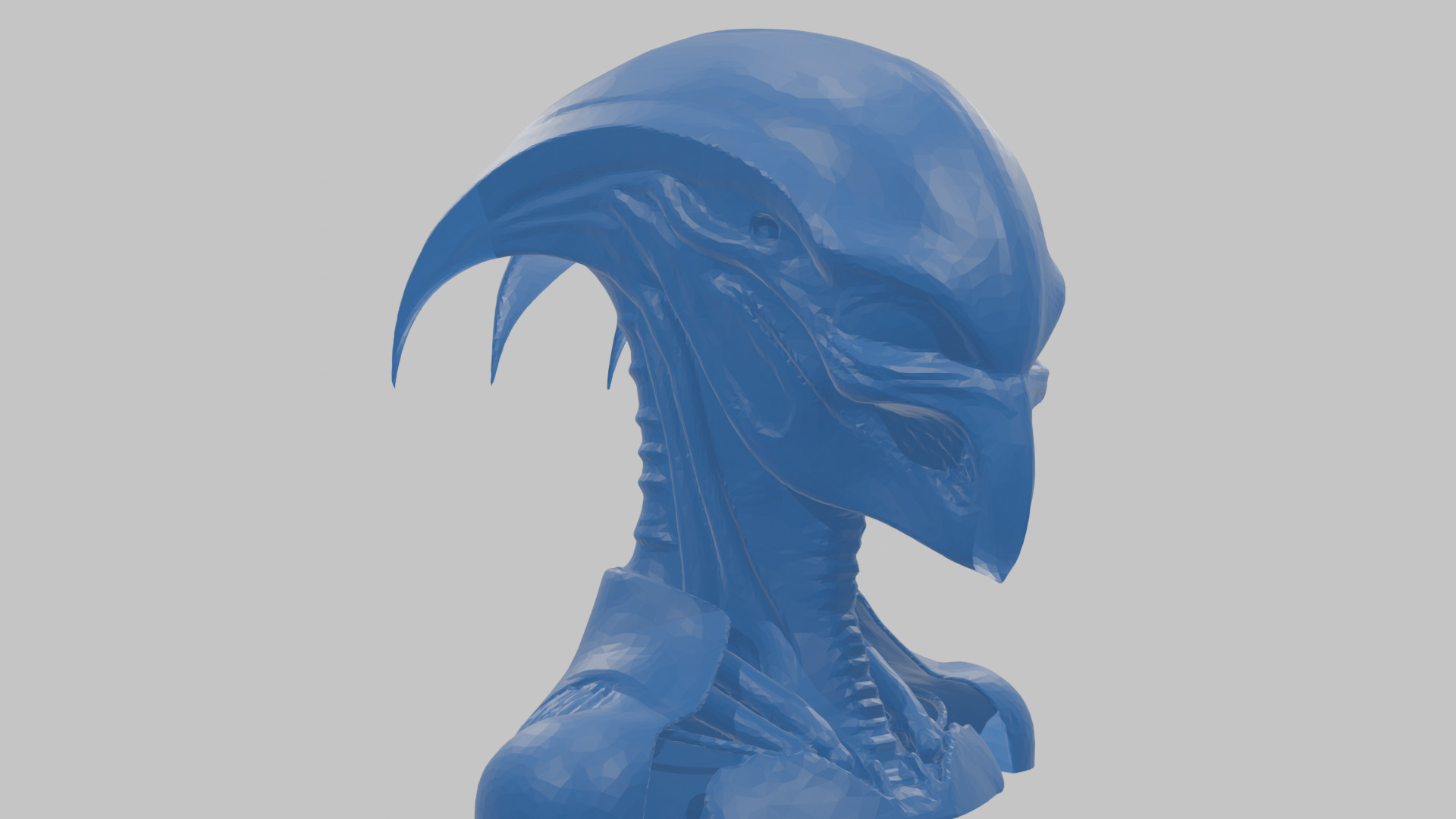 Alien Xenomorph Head Bust Low-poly 3D model_50