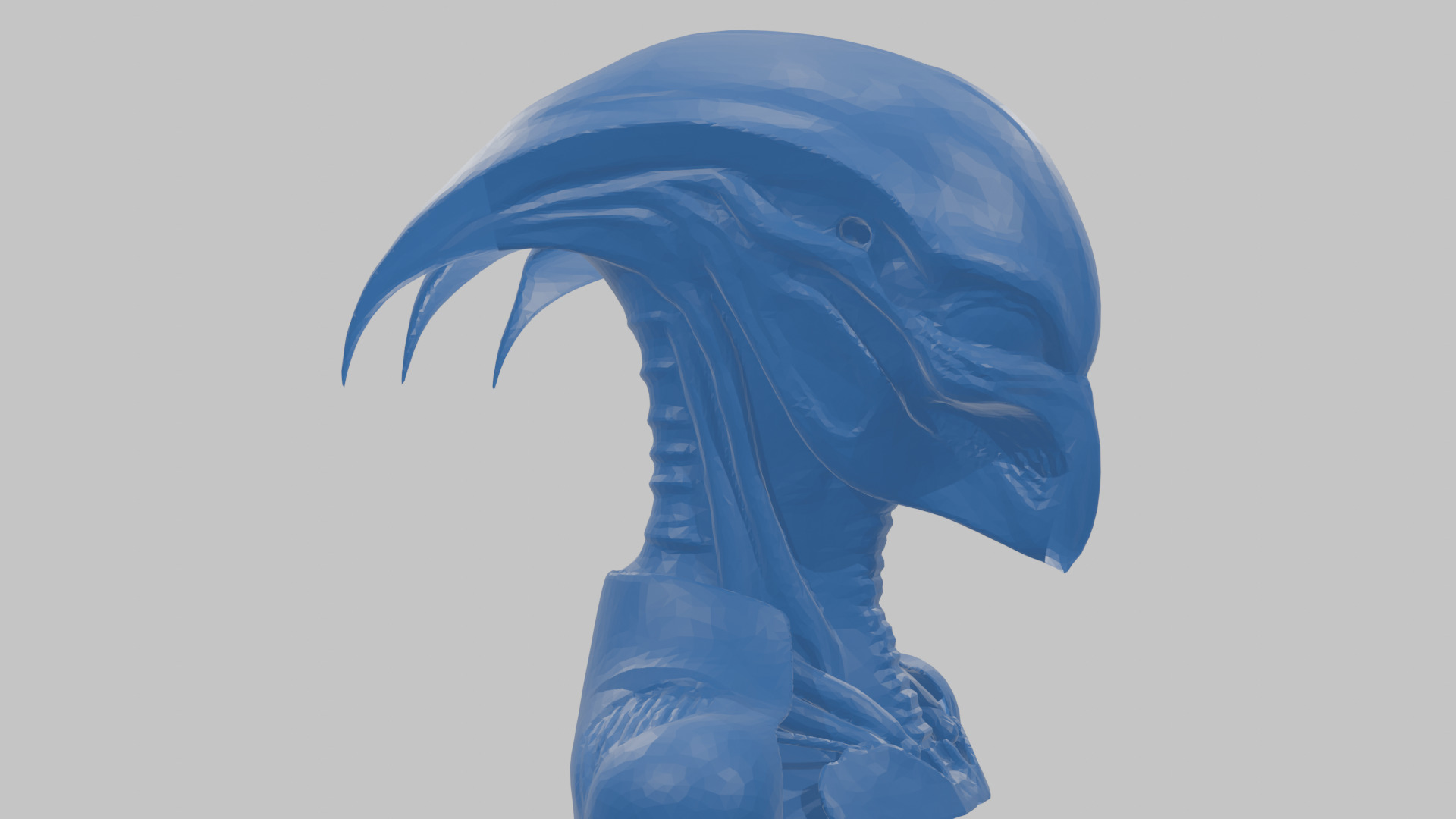 Alien Xenomorph Head Bust Low-poly 3D model_51