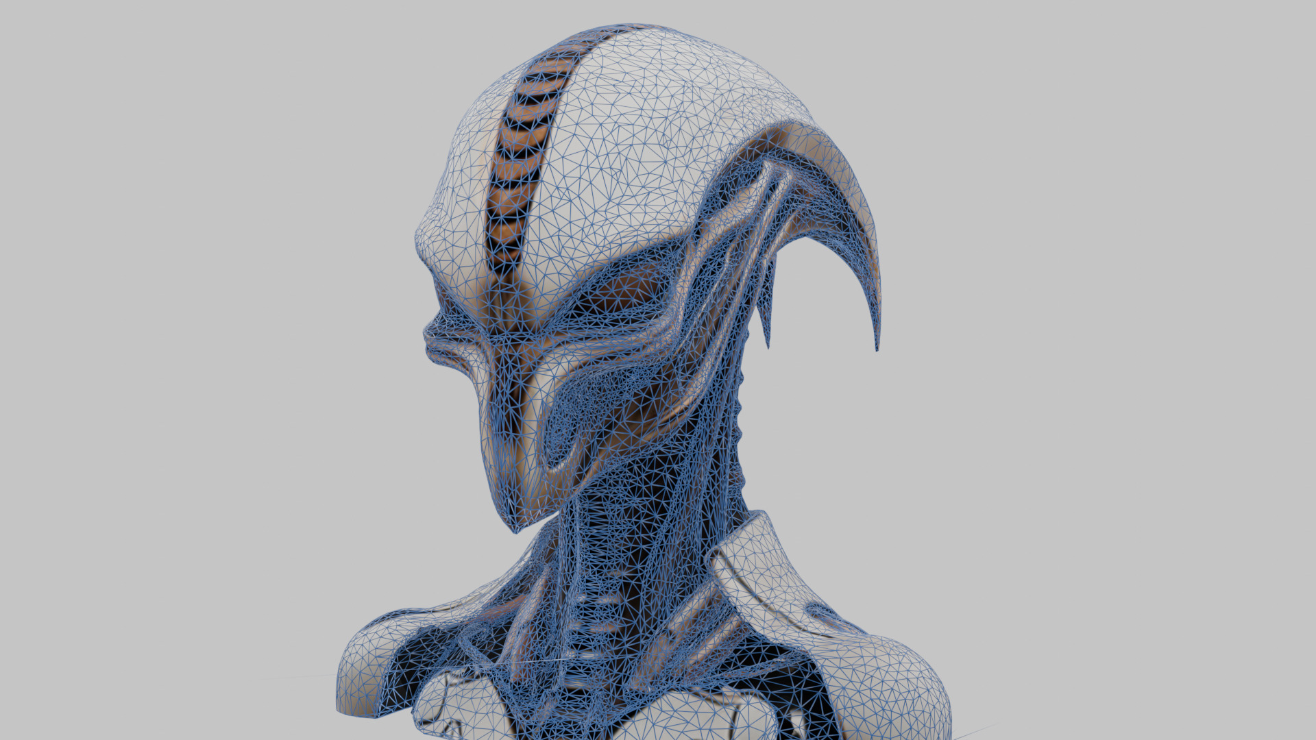 Alien Xenomorph Head Bust Low-poly 3D model_31