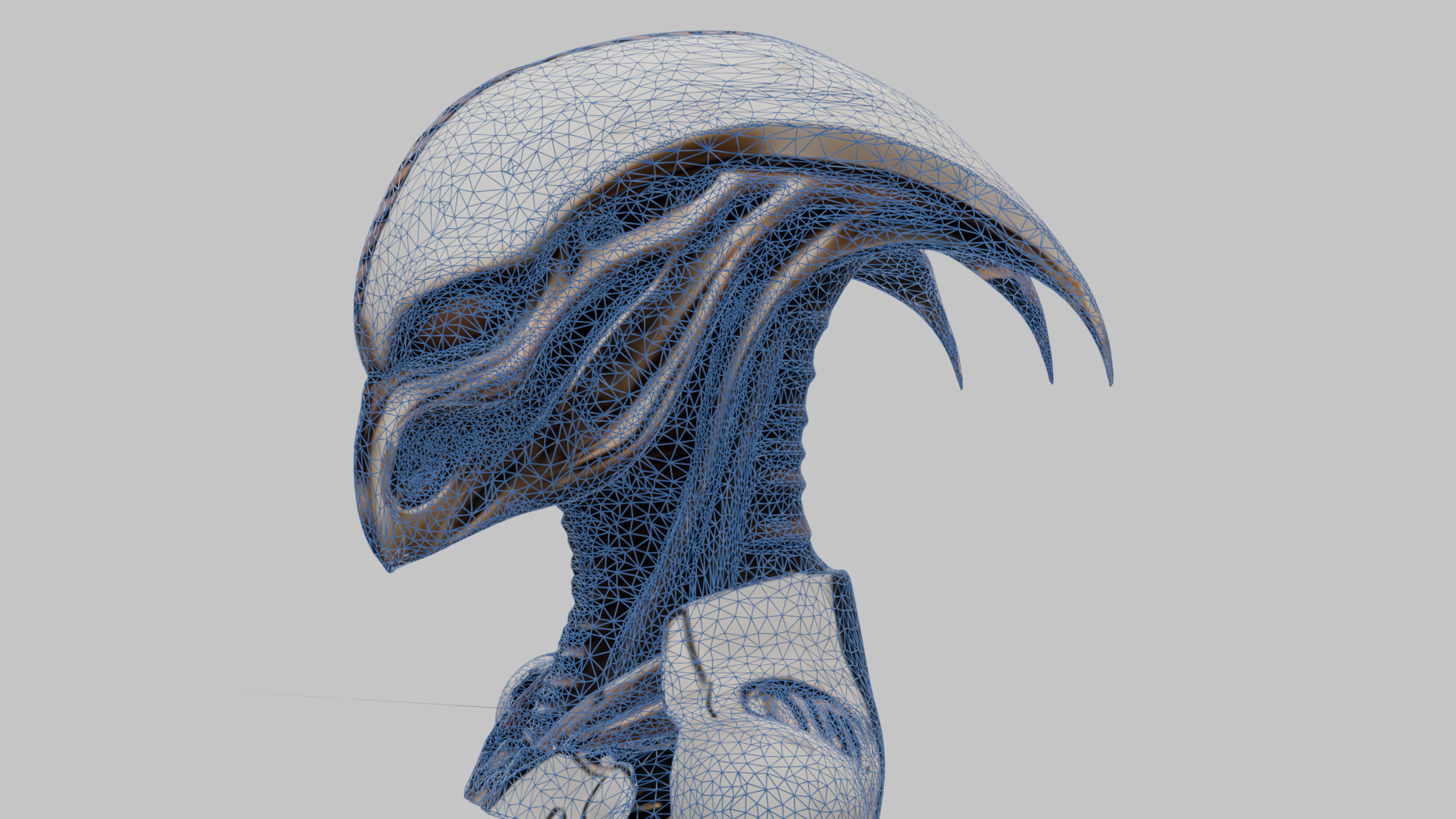 Alien Xenomorph Head Bust Low-poly 3D model_29