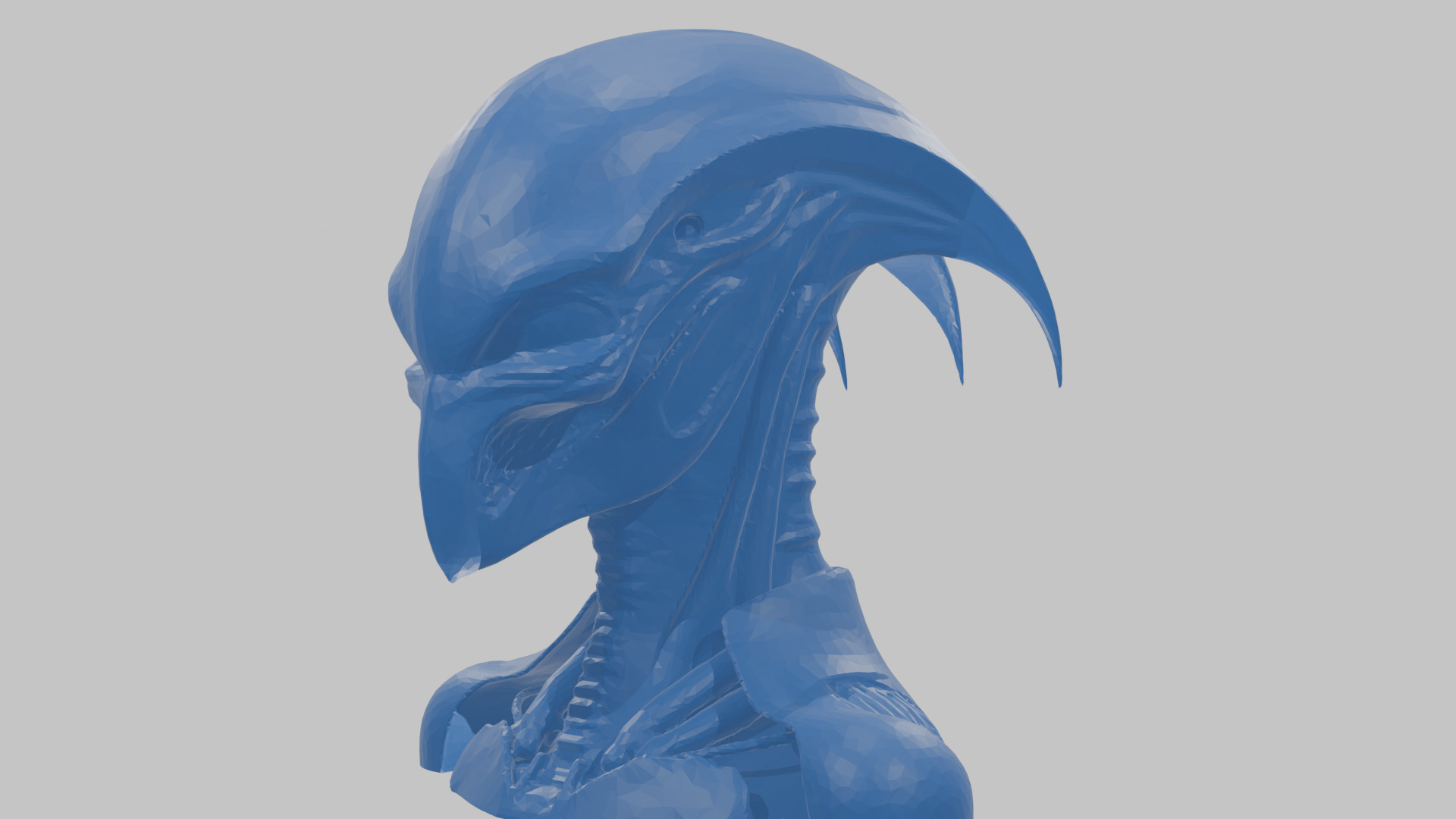 Alien Xenomorph Head Bust Low-poly 3D model_62