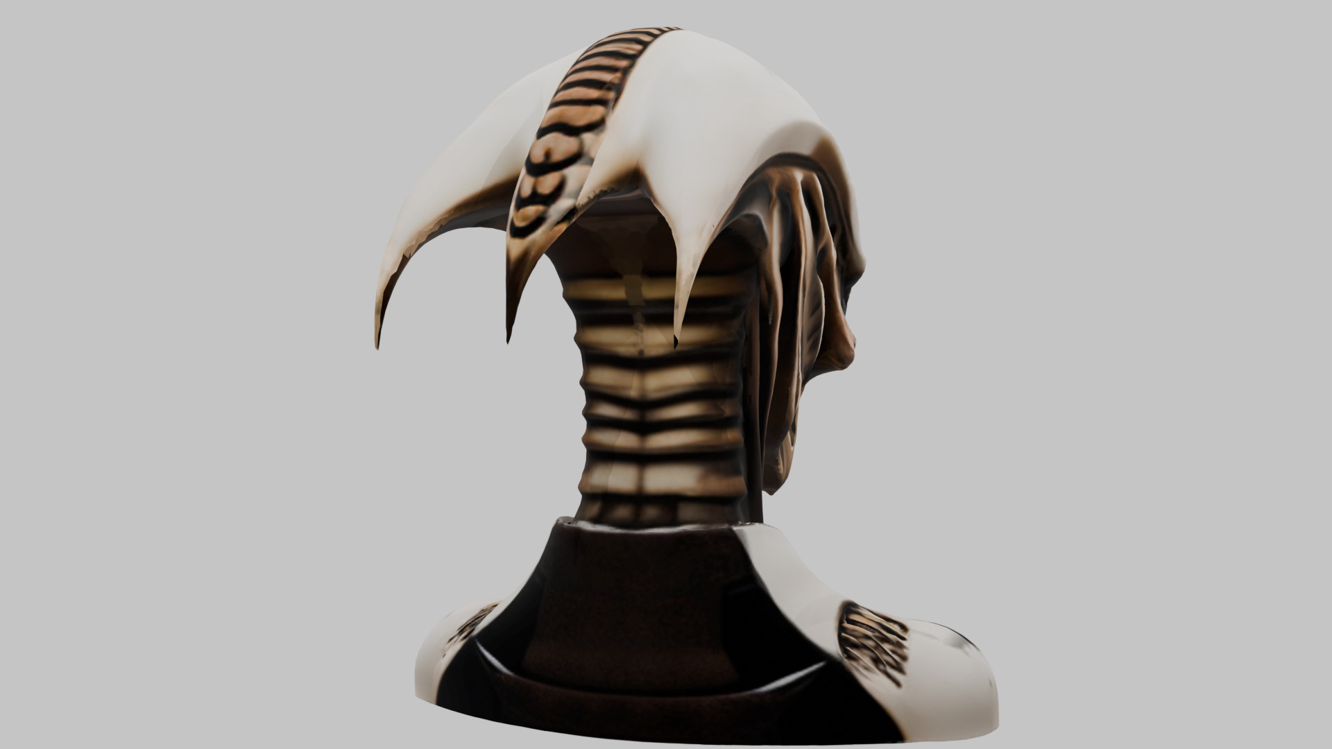 Alien Xenomorph Head Bust Low-poly 3D model_7