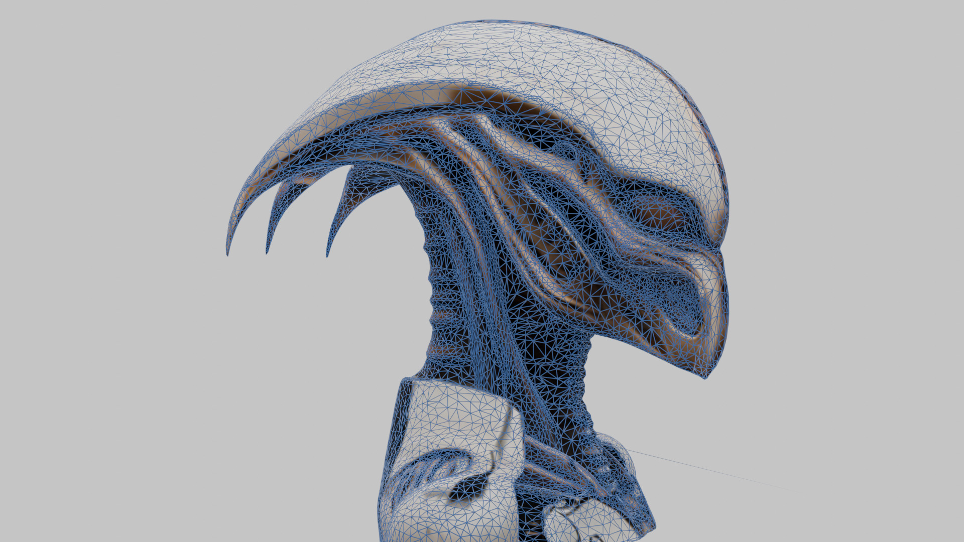 Alien Xenomorph Head Bust Low-poly 3D model_19